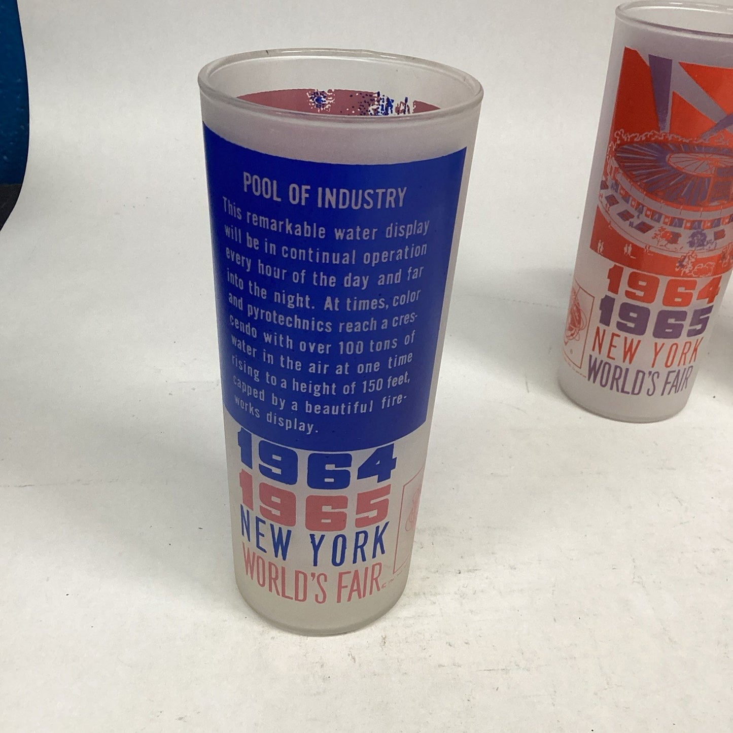 Vintage 1964-1965 New York World's Fair Frosted Glass Tumblers - Set Of 4