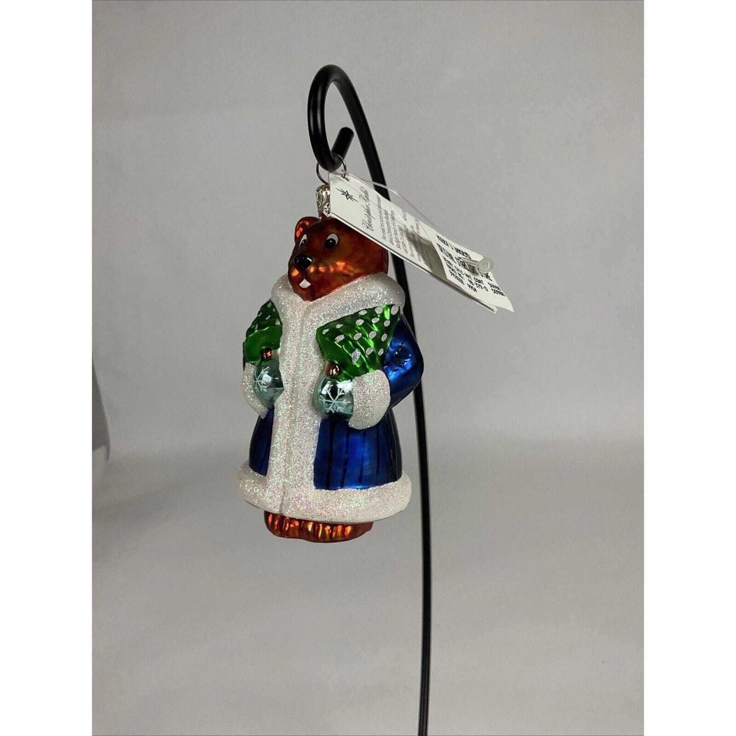 Christopher Radko Beary Chic Glass Bear Christmas Ornament