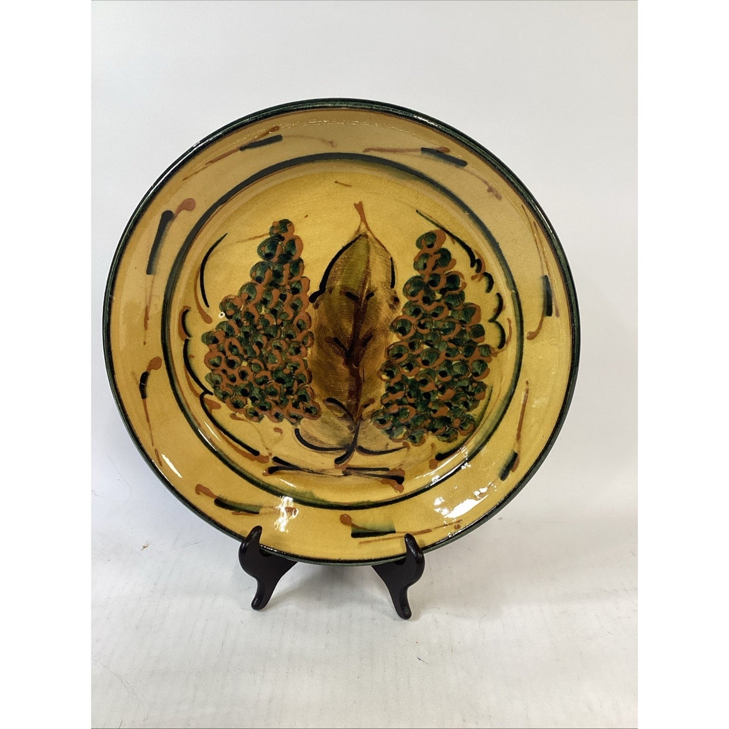 Large Vintage Handmade Hand Painted Glazed Charger Bowl - 13”D