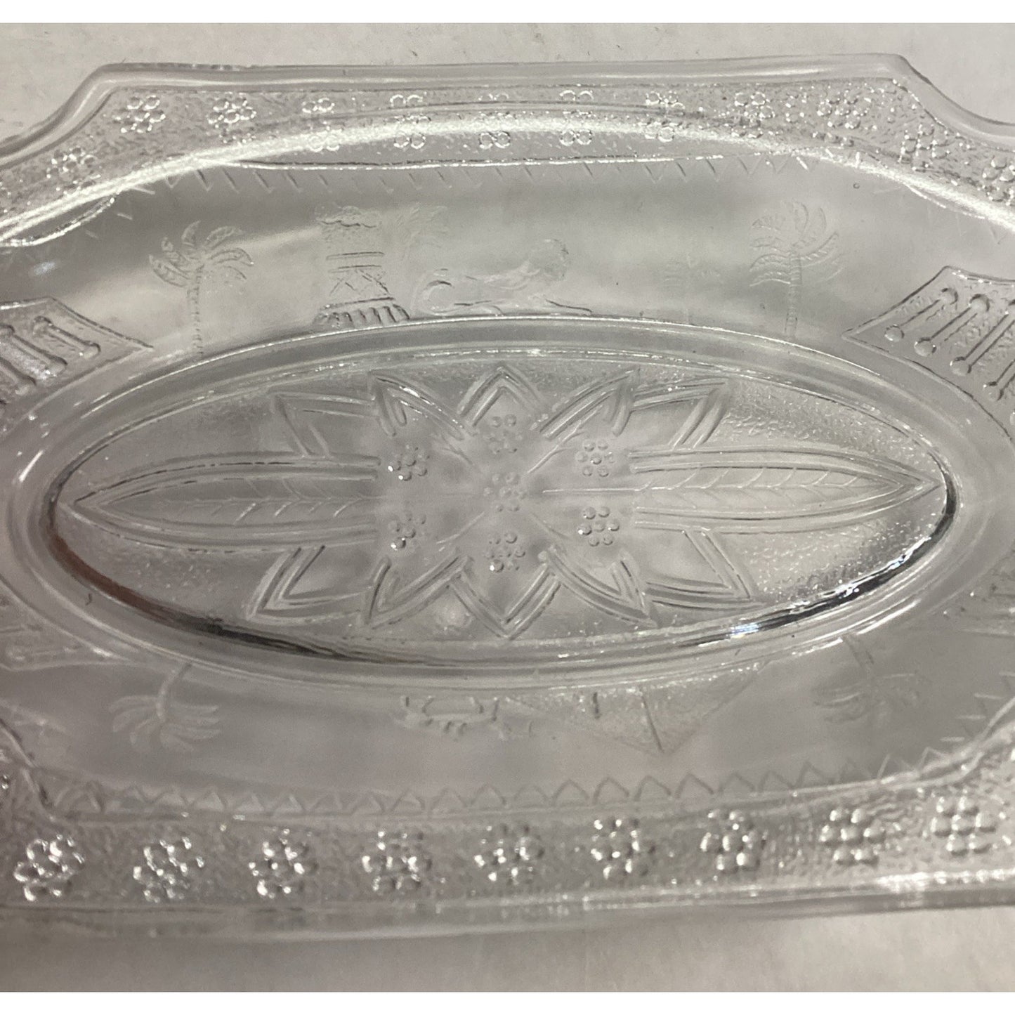 3 EAPG Antique Adams & Co 1880’s Egyptian Sphynx Camel Pyramid Motif Pickle Dish