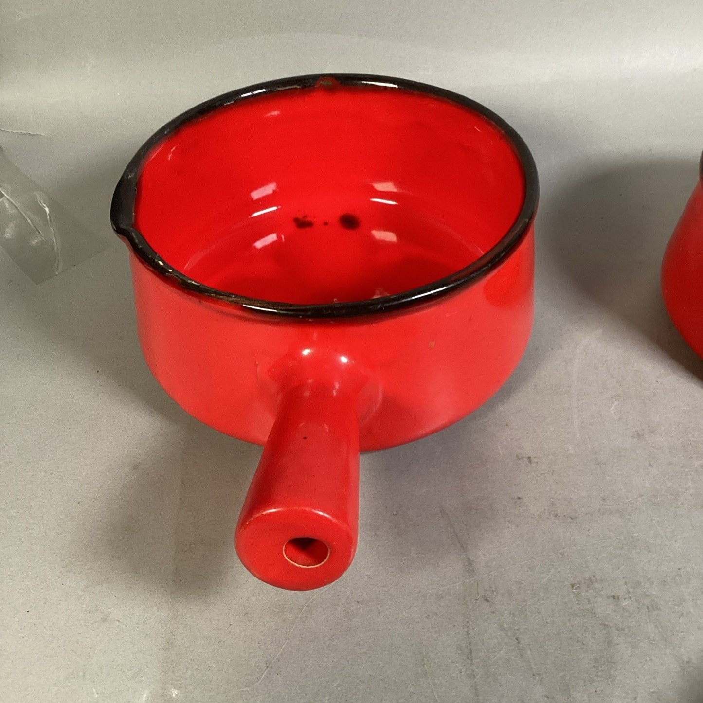 Vintage Set Of 3 Caquelon Ceramic Pot Set Red Made In France