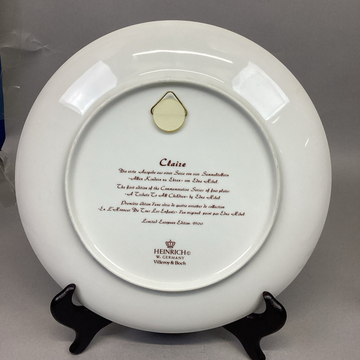 2 Signed Edna Hibel Frederic & Claire Commemorative Series Collectors Plates