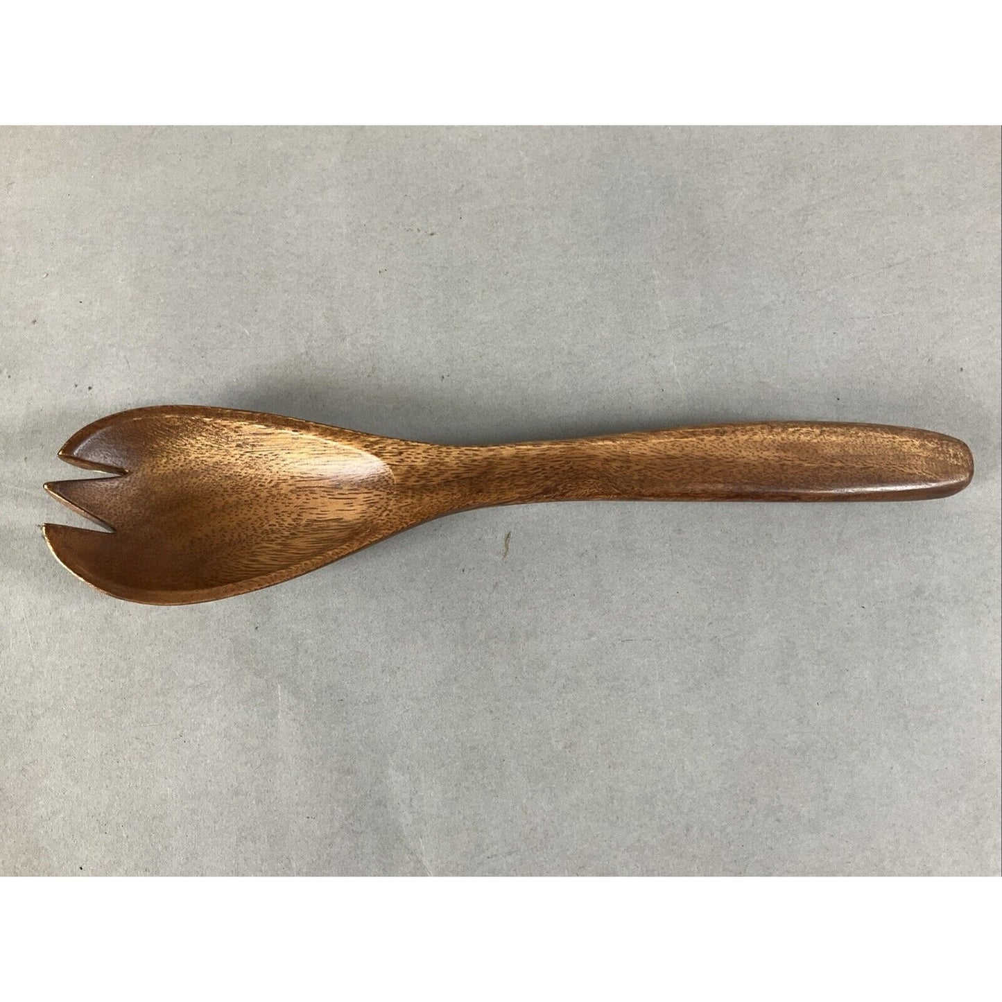 Crate & Barrel Mid Tone Wood Serving Salad Set Fork Spoon