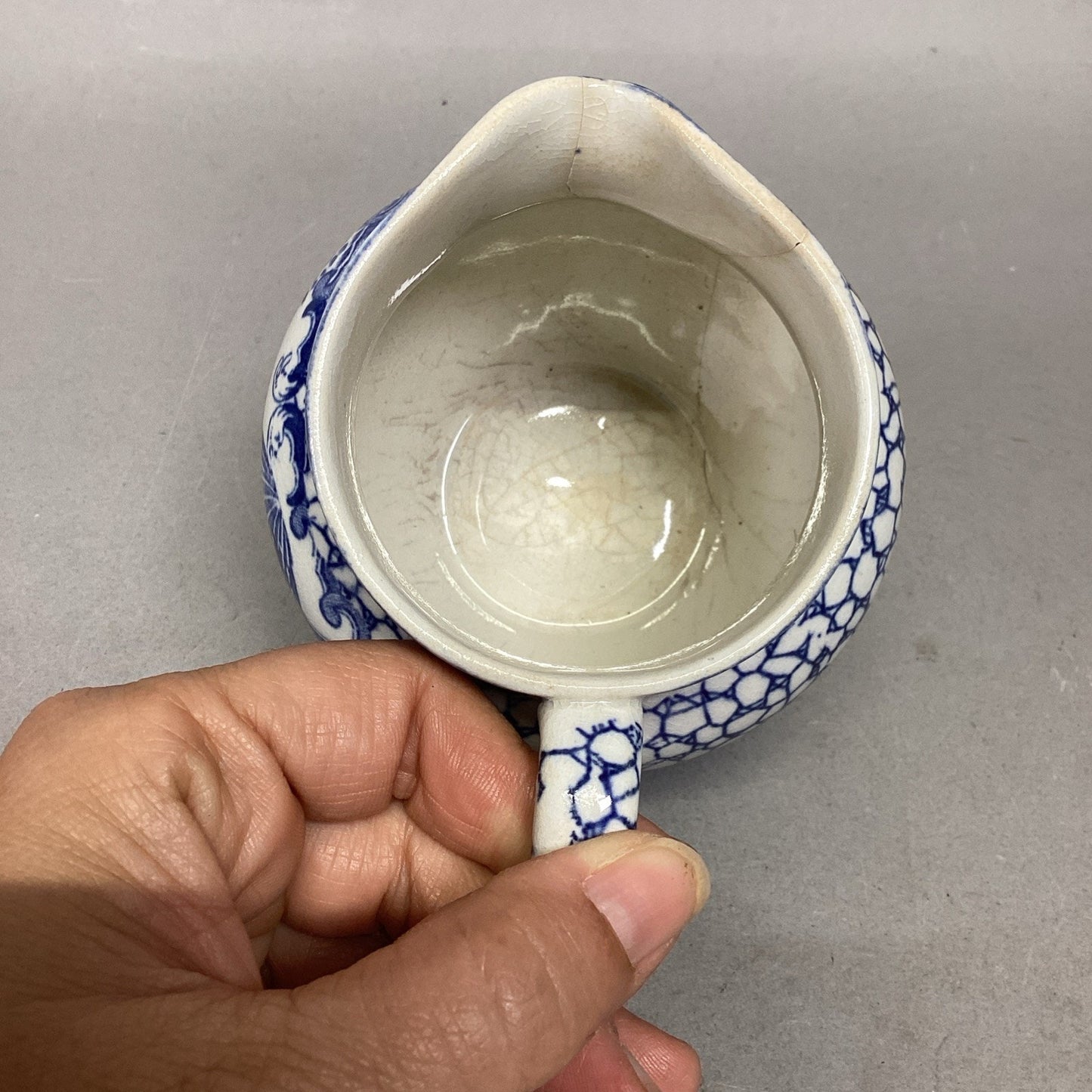 Antique English William Adams Asian Blue Creamer - Made In England - #623291