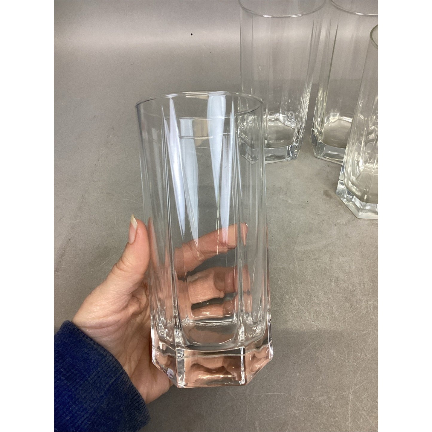 5 Cut Glass Highball 6x2.75” Glasses & 1 Noritake Drinking Glass - 5.5x2.5”