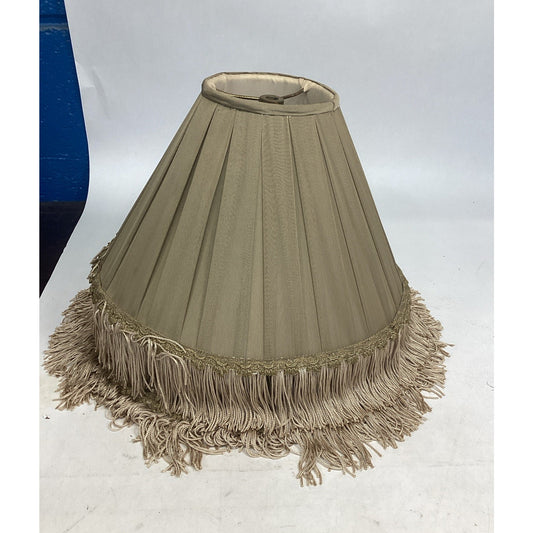 Set of 2 Pleated Lamp Shades With Fringed Trim - 8”Hx12.5”D