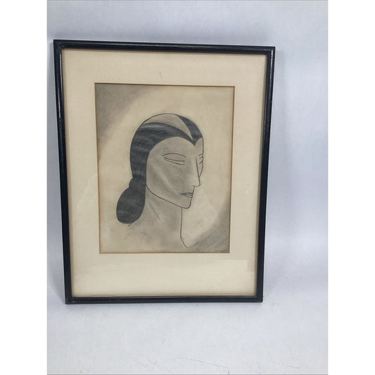 Portrait Of A Woman Pencil Drawing - Signed By Schenck - 14x11”