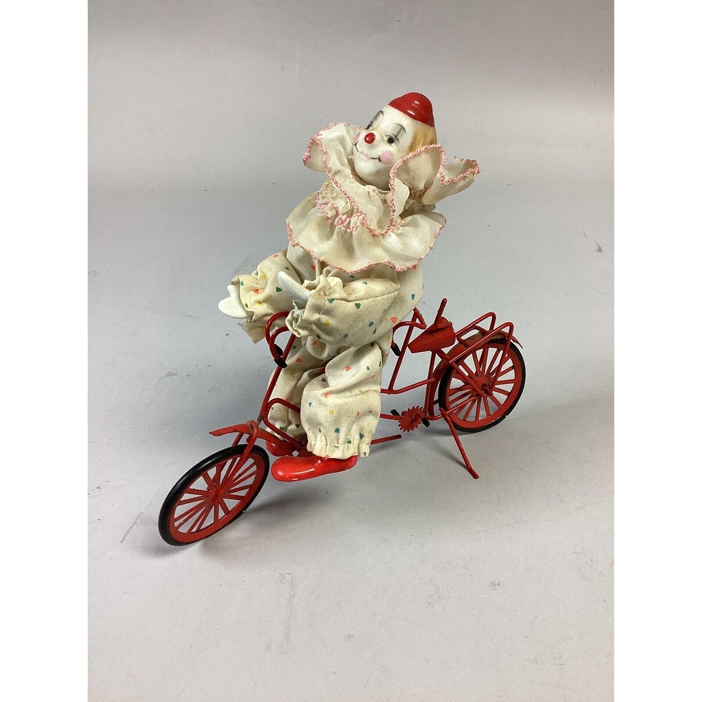 Vintage Enesco Porcelain Clown On Bicycle