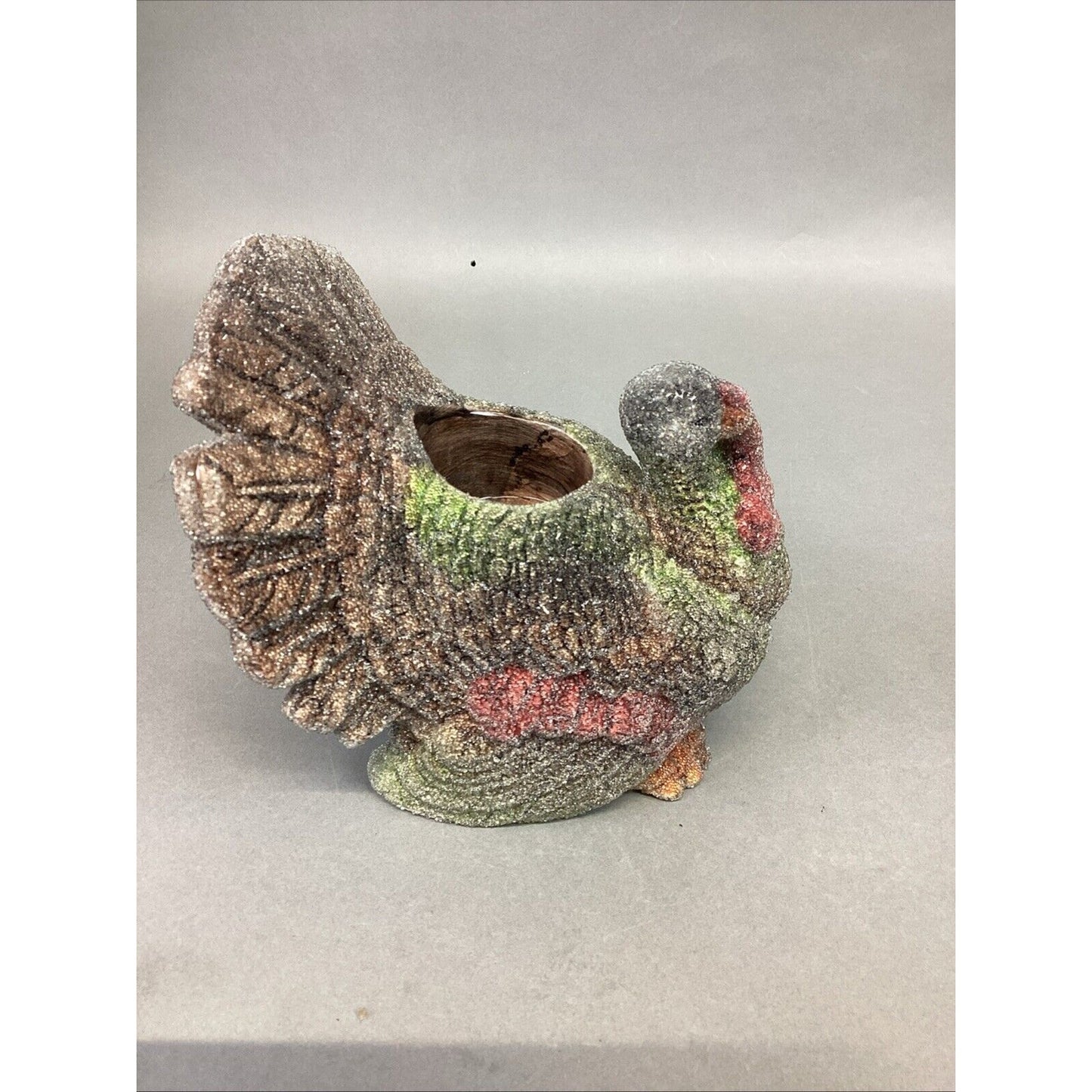 Set Of 2 Frosted Ceramic Turkey Candle Holders - 5x4.5x5.25”