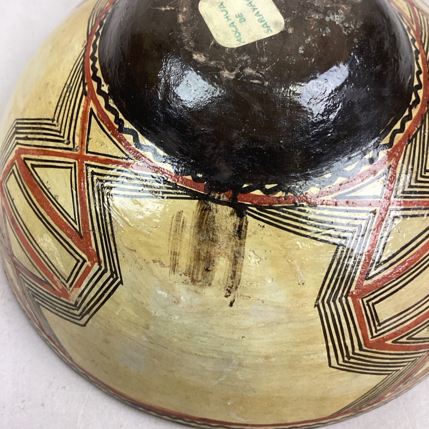 Handmade Painted Polychrome Quichua Kichwa Indigenous Indian Ecuador Clay Bowl