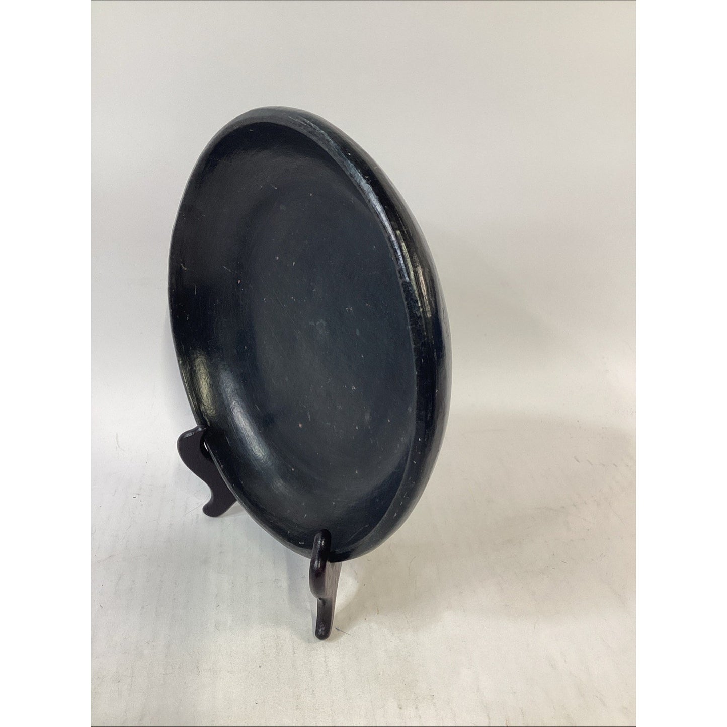 Antique Black Papier Mache Pressed Paper Pulp Ware Decorative Bowl Plate - 9”D