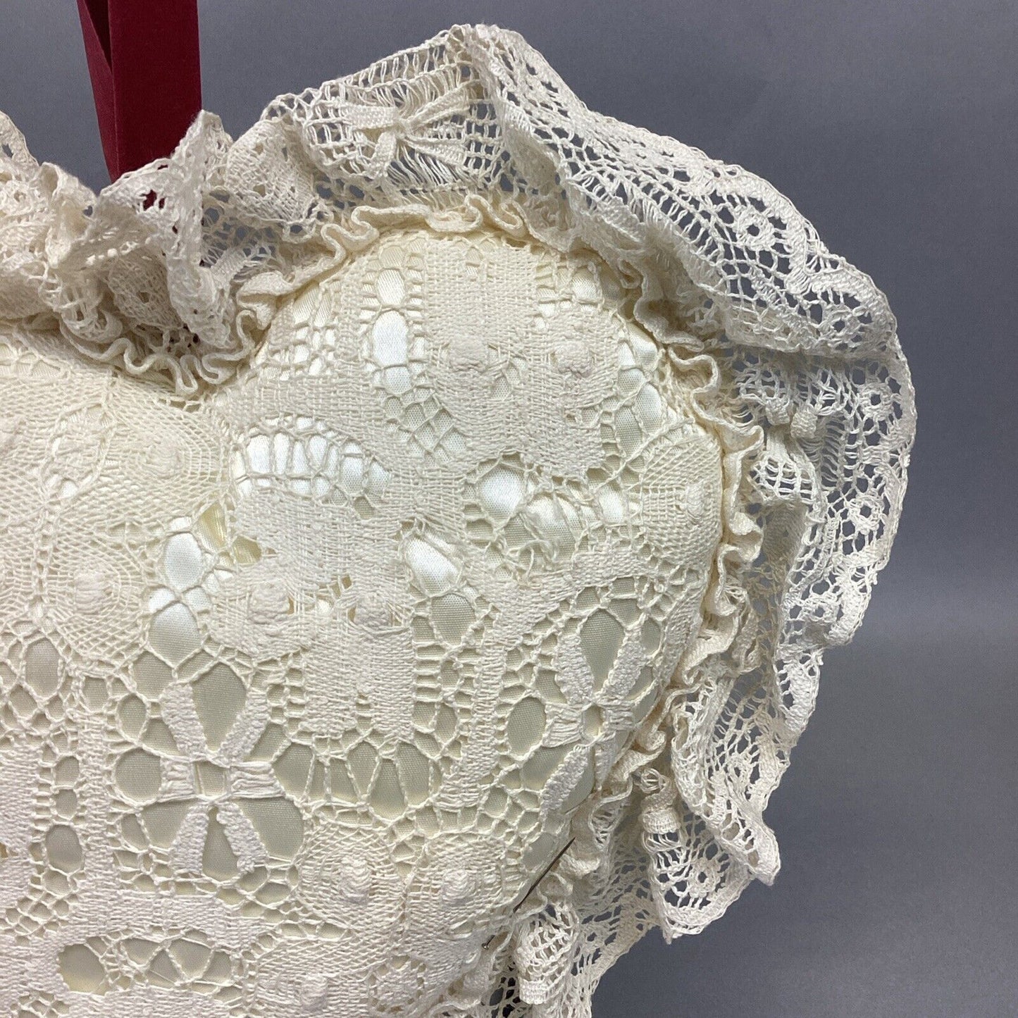 Vintage Plush Off-white Heart Decoration