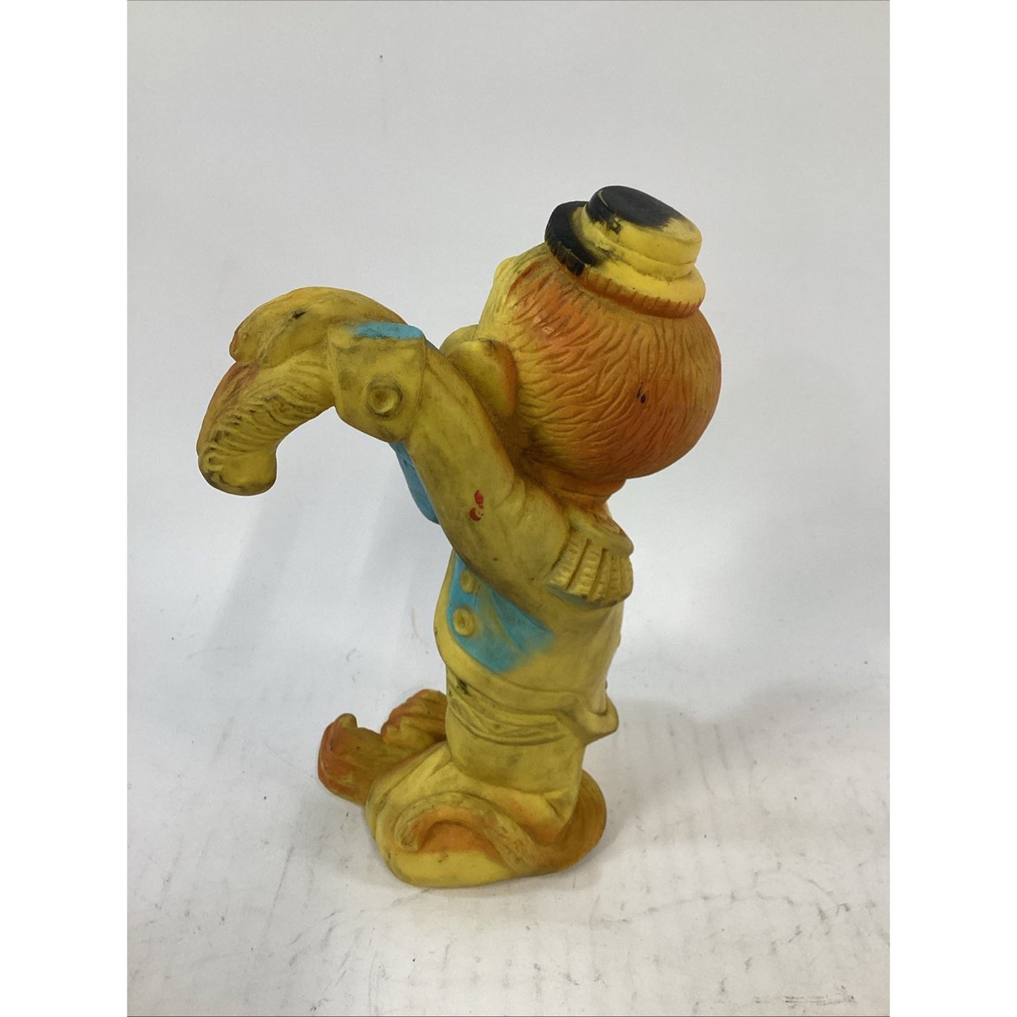 1965 Vintage AJC Rubber Yellow Monkey Squeak Toy Crib Hanger - It Works!