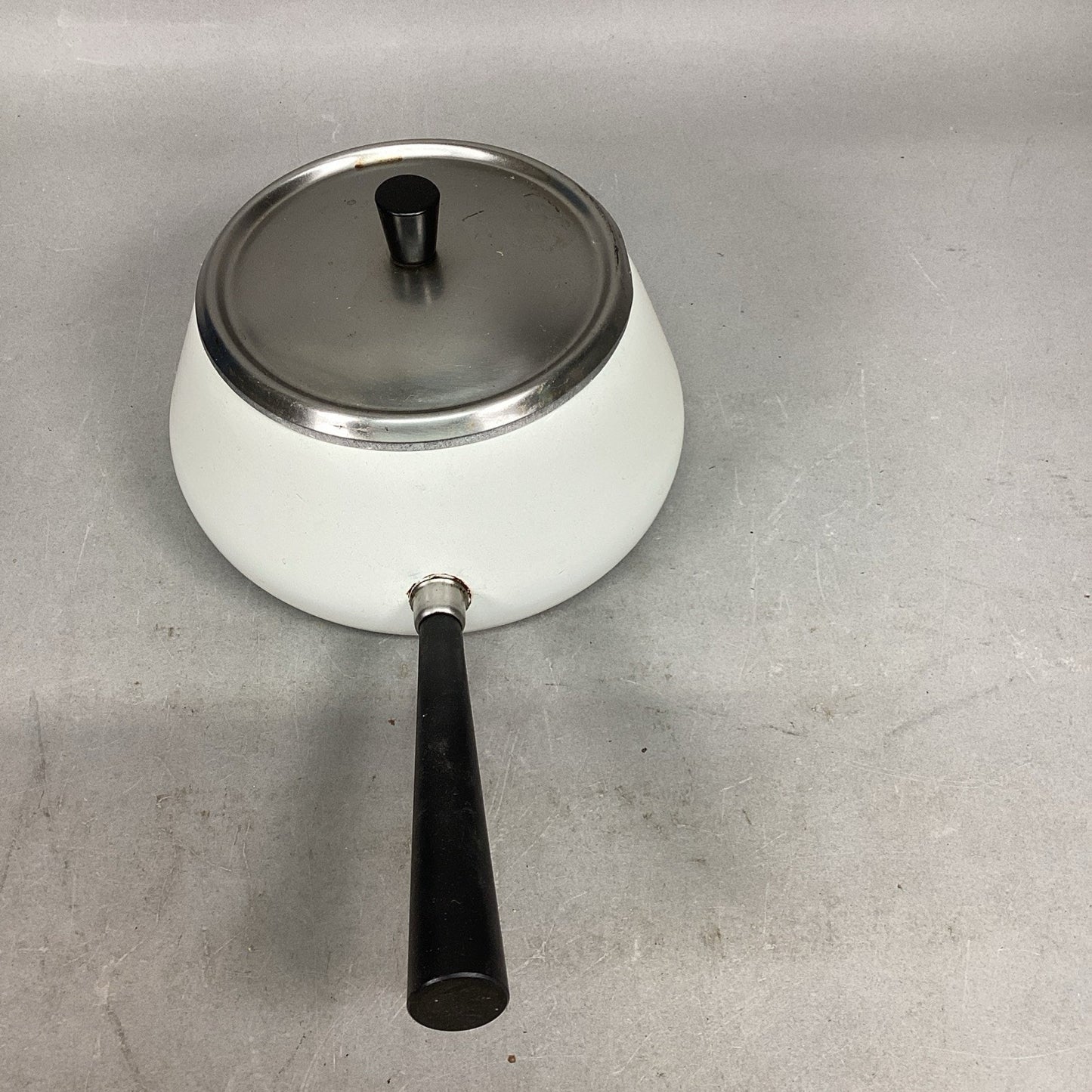 Vintage White Sauce Fondue Pot With Lid