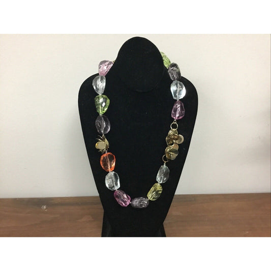 Vintage Unique Beaded Necklace Multi Colored Odd Shaped Beads Statement Piece