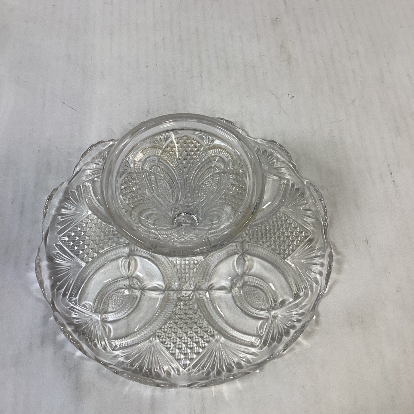 Antique 1897 EAPG Hickman McKee & Bros Crystal Cake Pedestal Stand