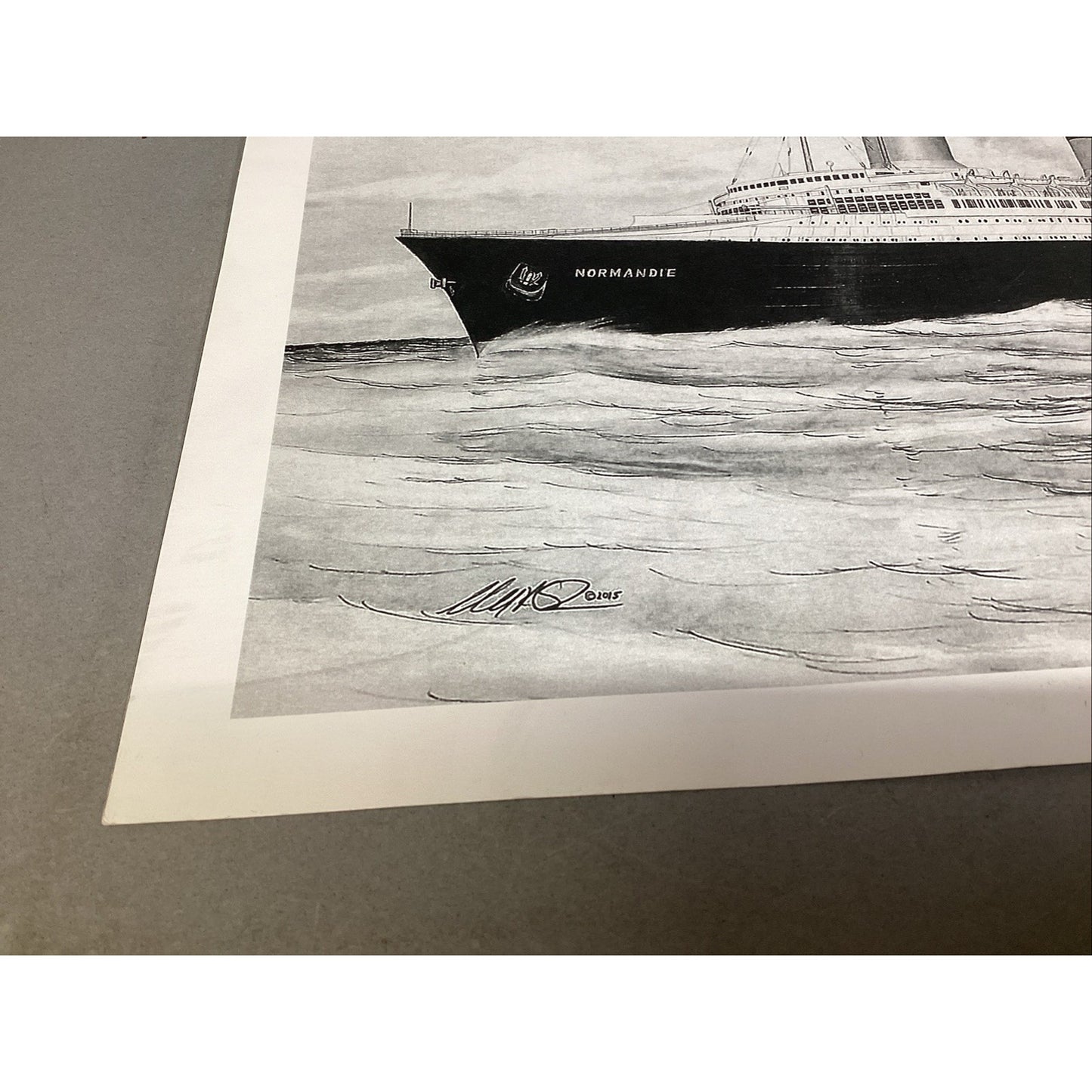 Cunard Queen Normandie Ship Art Print - 16x12” - Signed In 2018