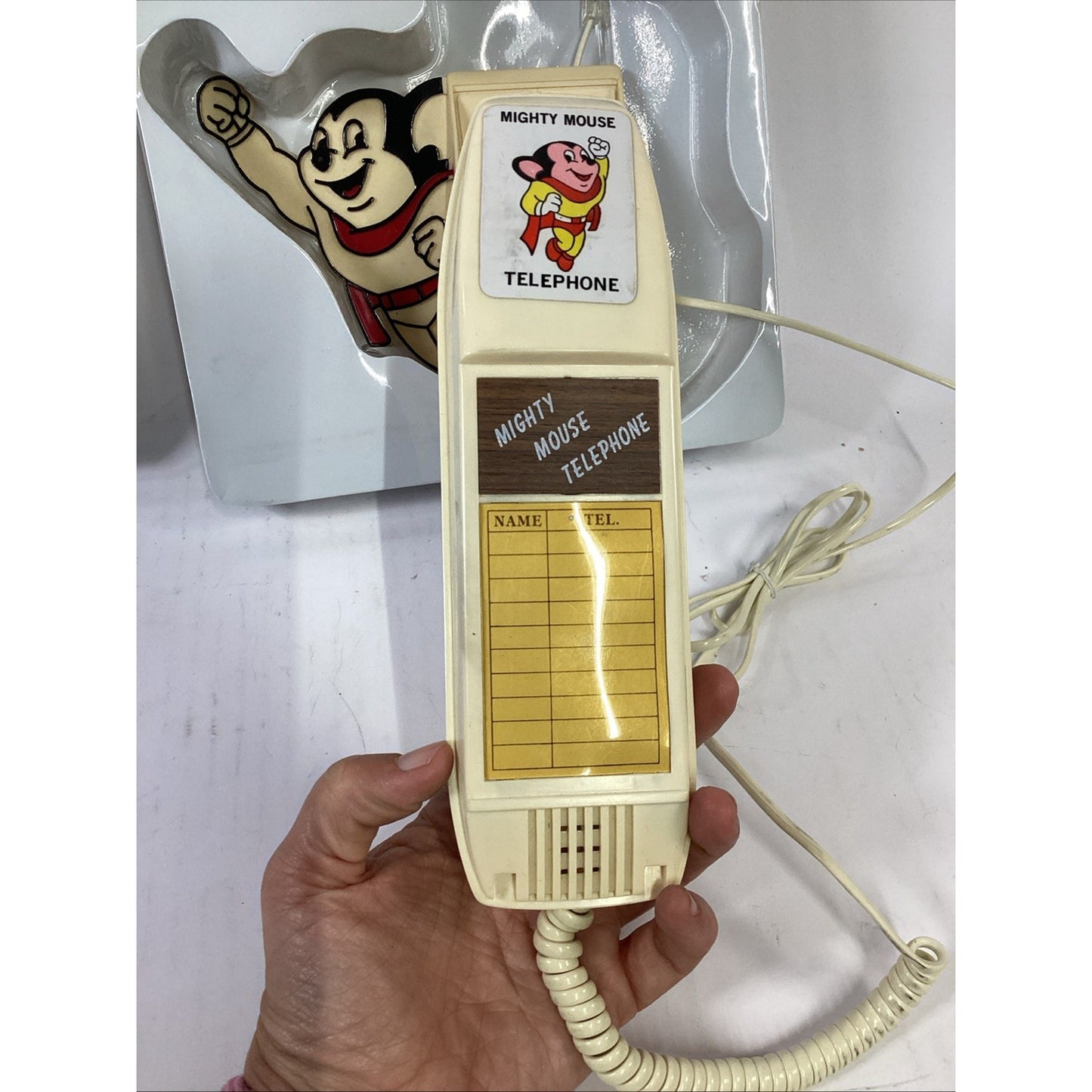 Vintage Rare 1983 Mighty Mouse Telephone - NOS - Open Box