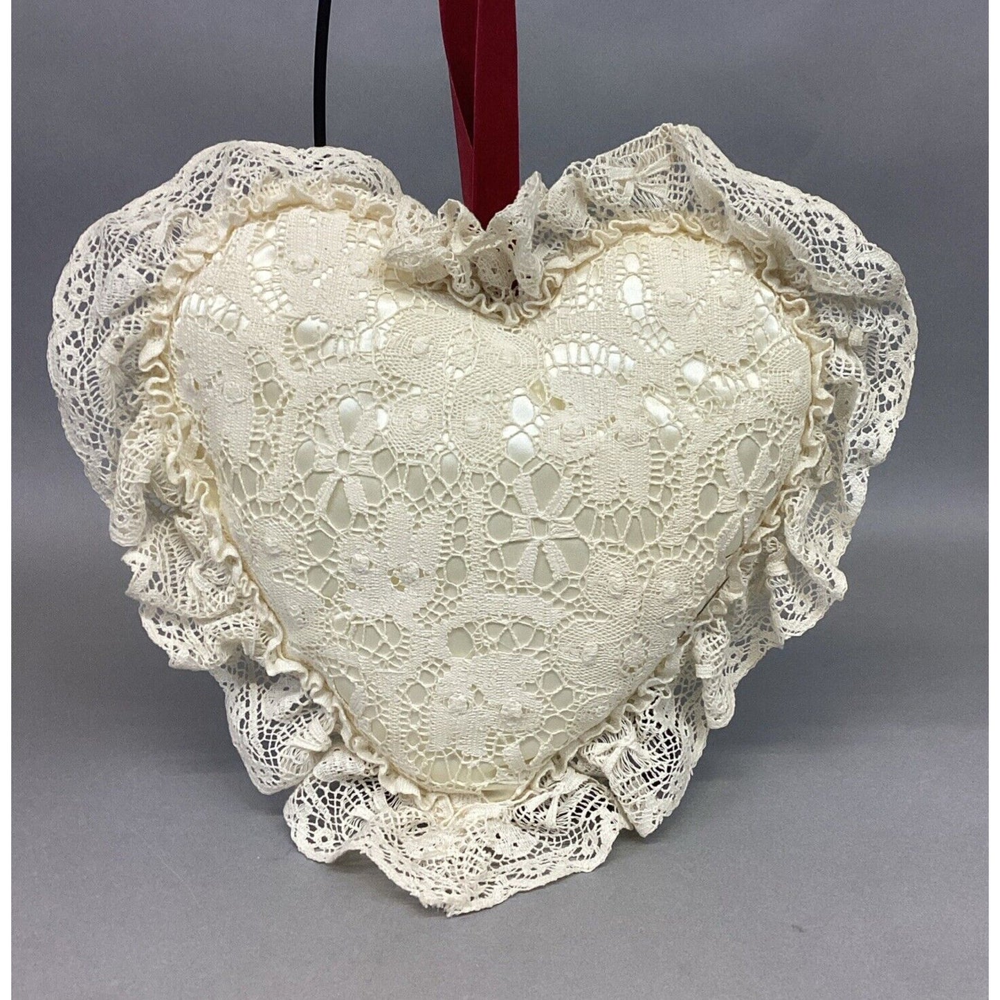 Vintage Plush Off-white Heart Decoration