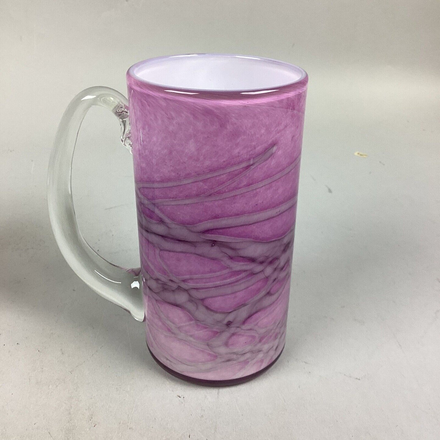 Set Of 2 Pink Purple Swirl Glass Cups - 6.5”H