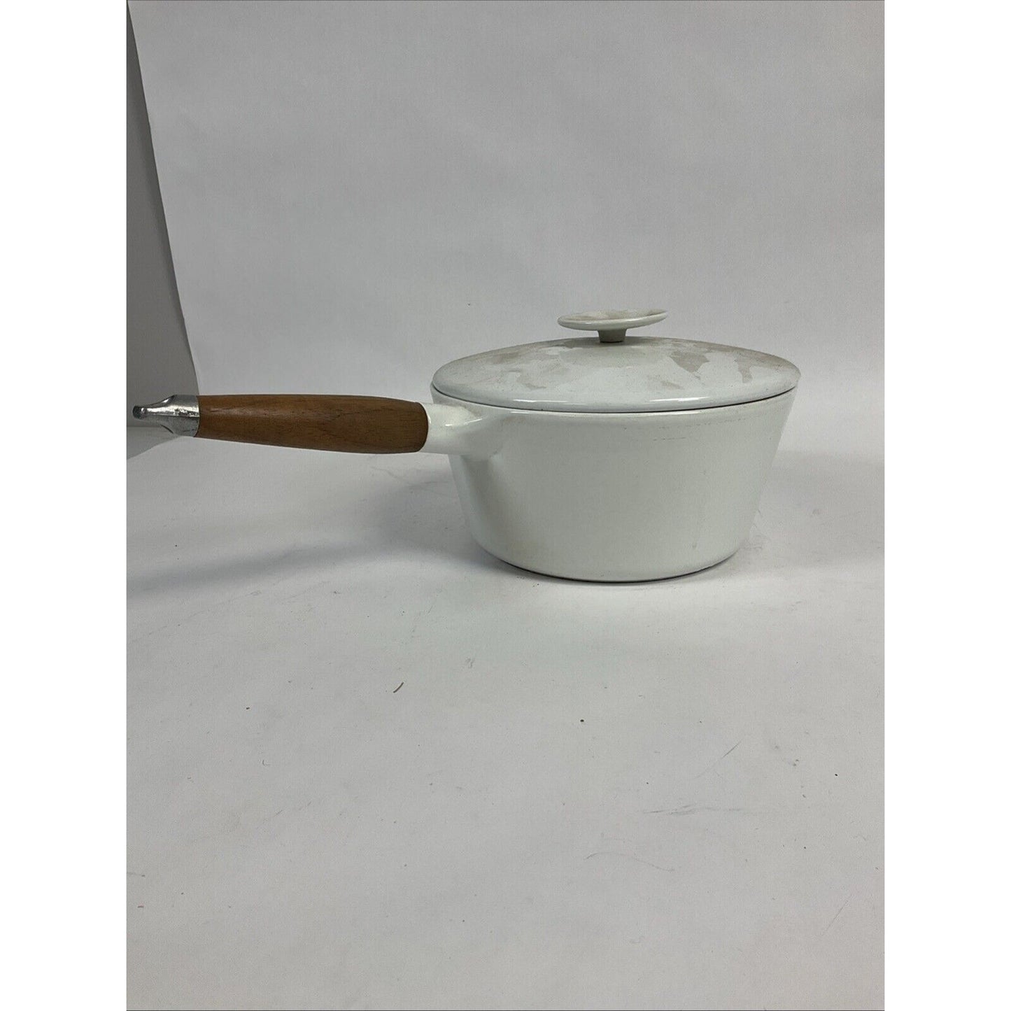 Vintage White COPCO Denmark Danish Enameled Cast Iron Pot