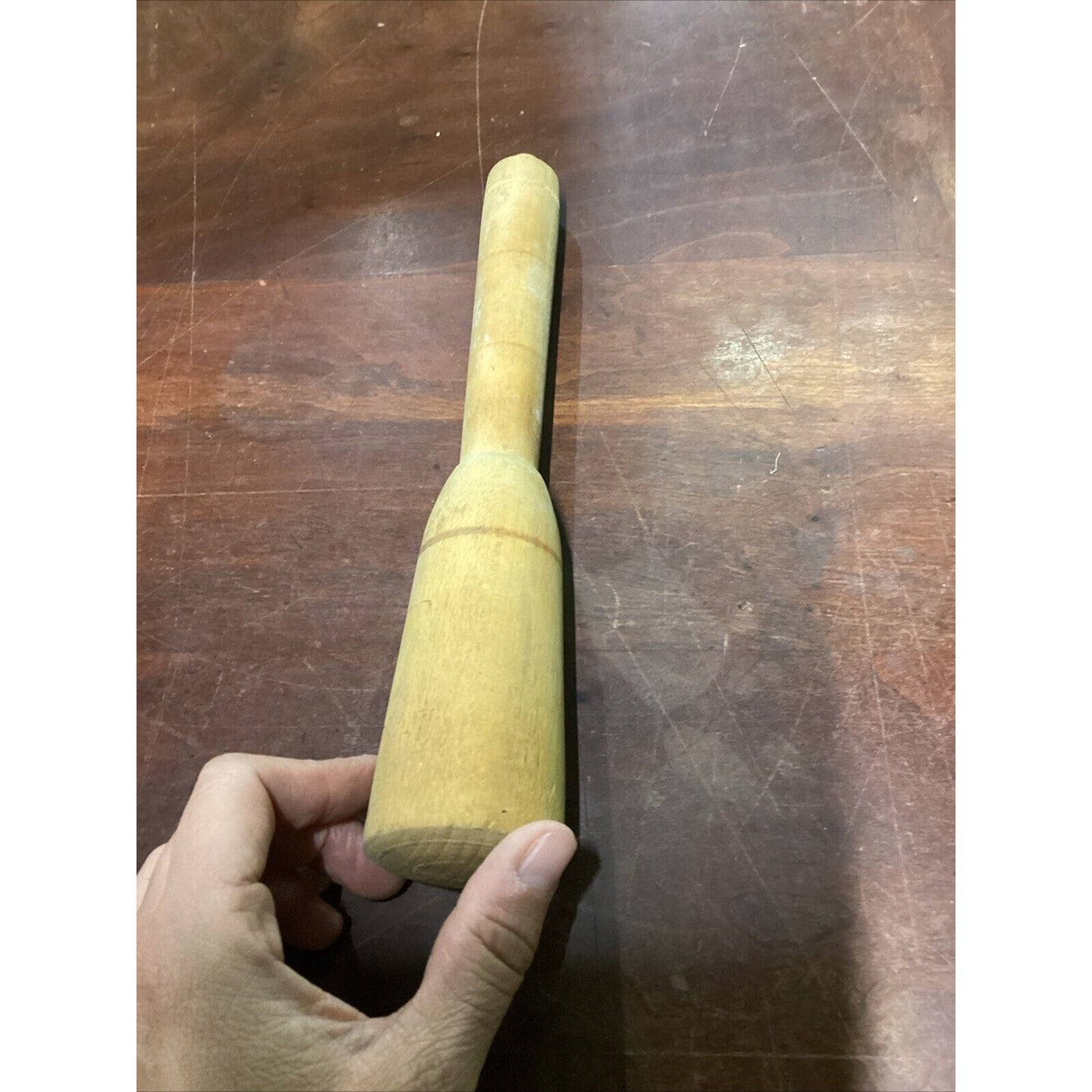 Vtg Wooden Pestle Country Primitive Mortar Food Grinding - 10”L