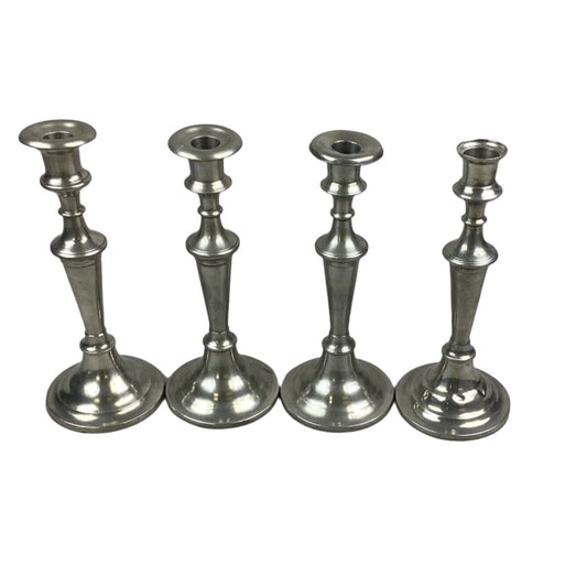 Set Of 4 Silver Plated Candlestick Holders - 10.5”