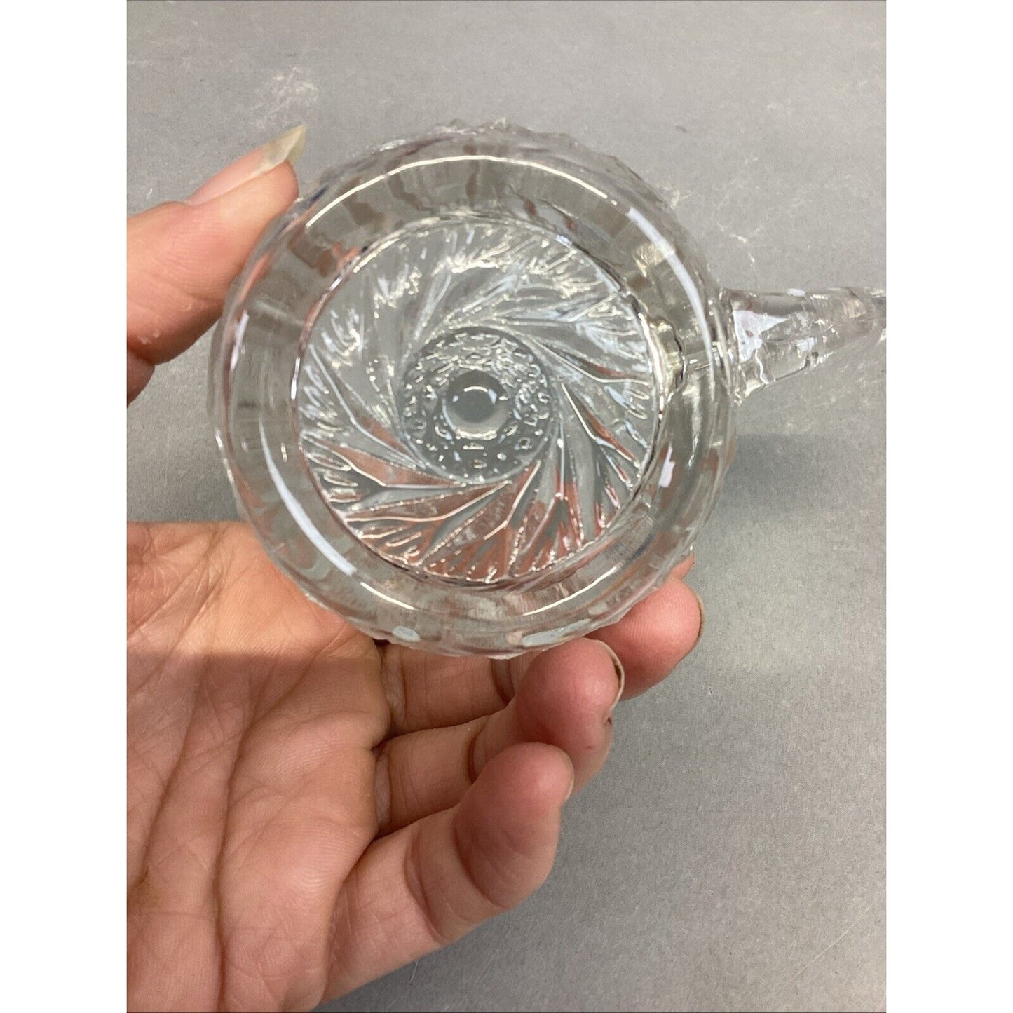 L.E. Smith Aztec Carved Crystal Glass Punch Bowl Cups - Set Of 7