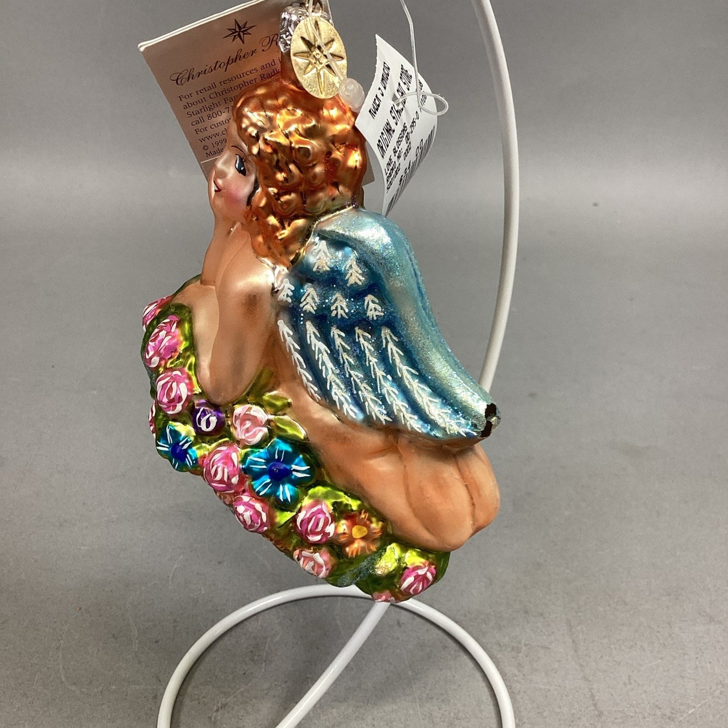 Christopher Radko Cherubic Angel Ornament Love Blossom - Damaged On Wing