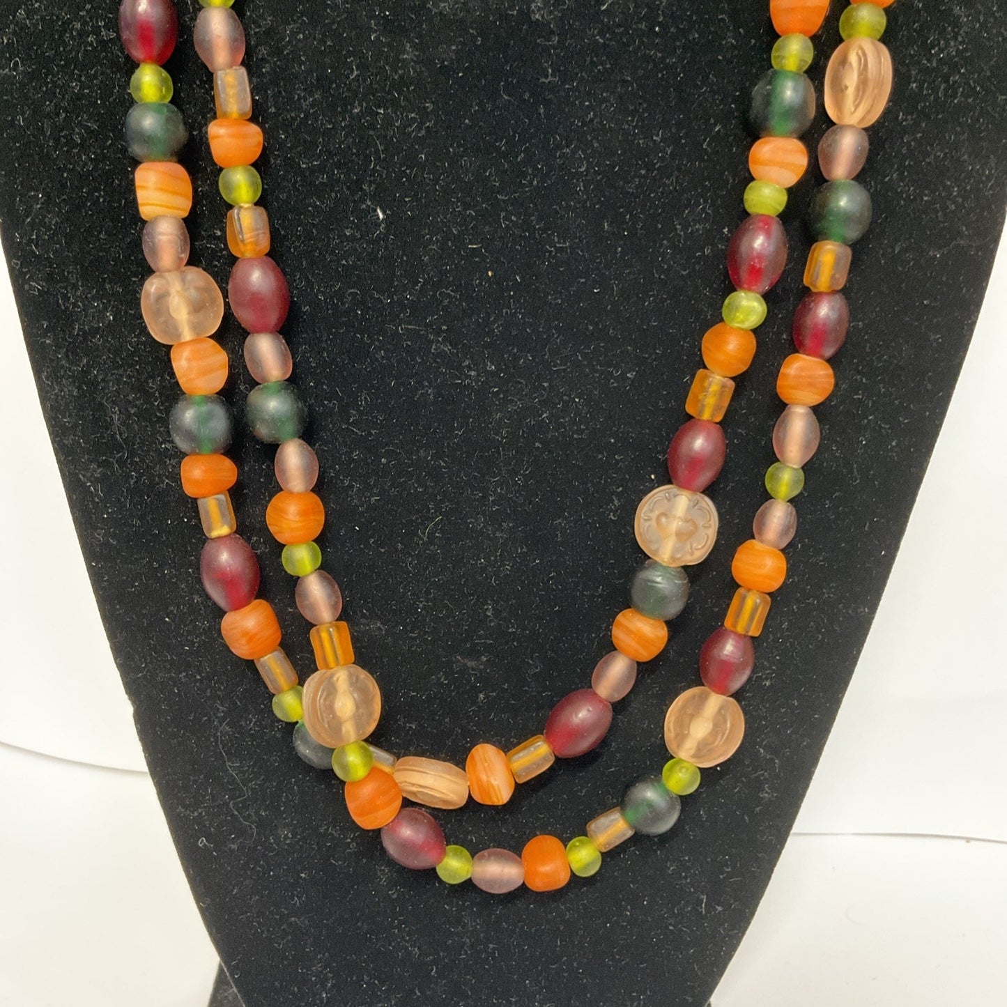 Multicolor Natural Glass Beaded Statement Necklace 26 In Bohemian