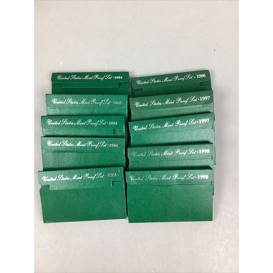 US Mint Proof Set - 1994-1998 - In Boxes & COA - Lot Of 10