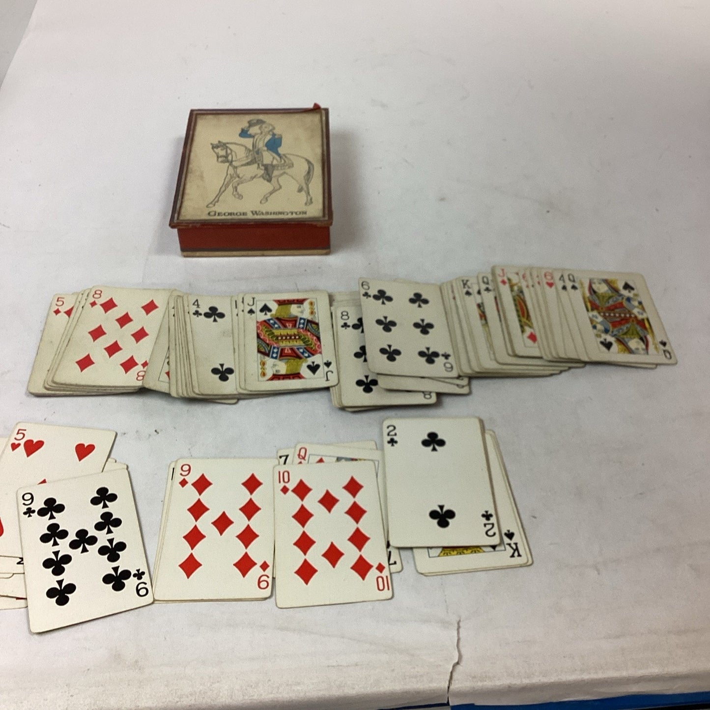 Set Of 3 Vintage Playing Cards In A George Washington Card Holder Box (France)