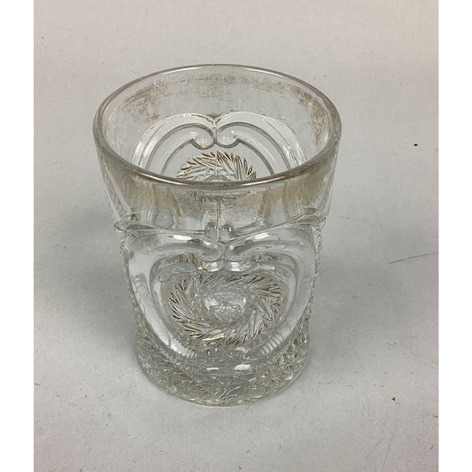 1907 Victoria Buzz Saw In Parenthesis US Glass Drinking Cup - 3 5/8”H