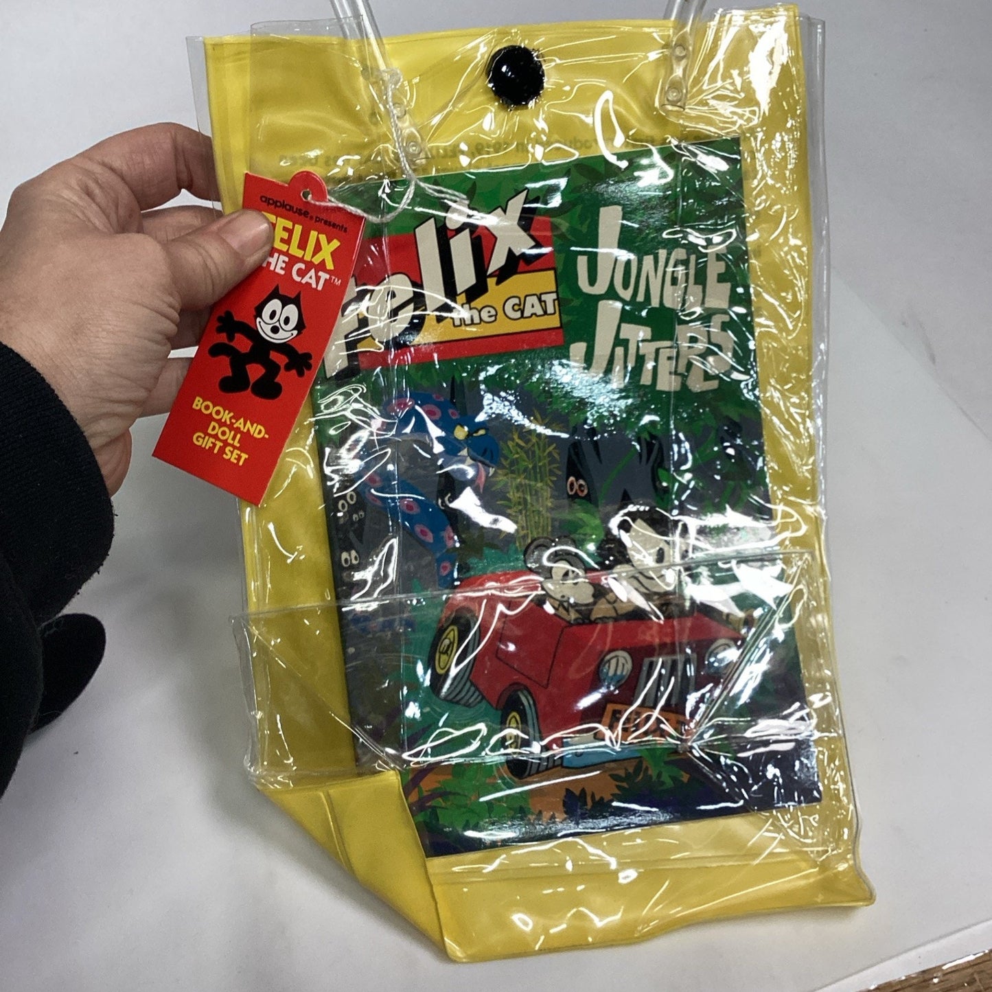 Set Of 2 Felix The Cat Plush Doll & Jungle Jitters Books W/ Carry Bags - New!