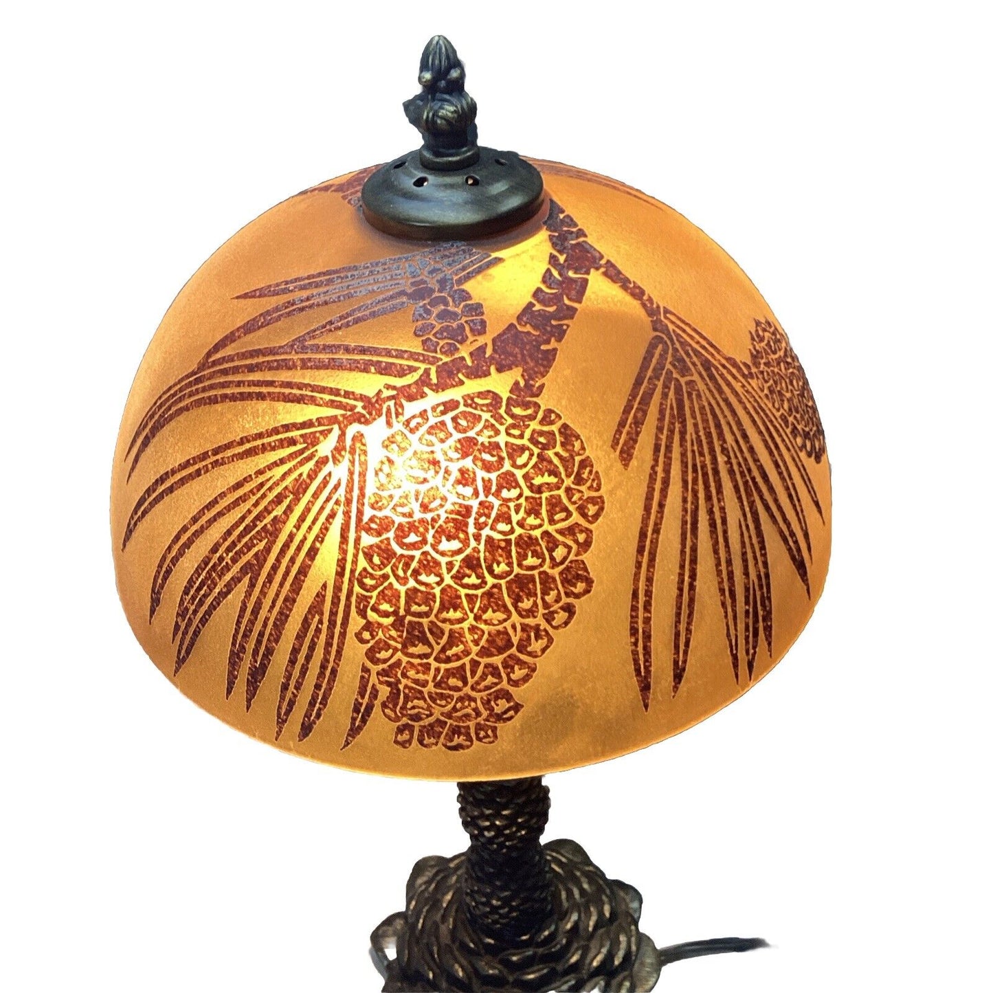 Vintage Pinecone Lamp And Glass Lampshade