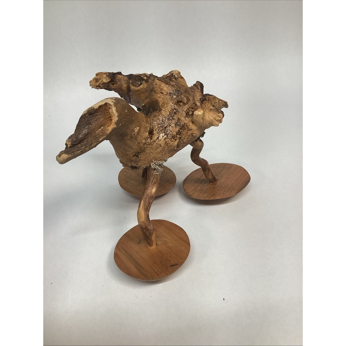 Vintage Hand Carved Glazed Wooden Sculpture