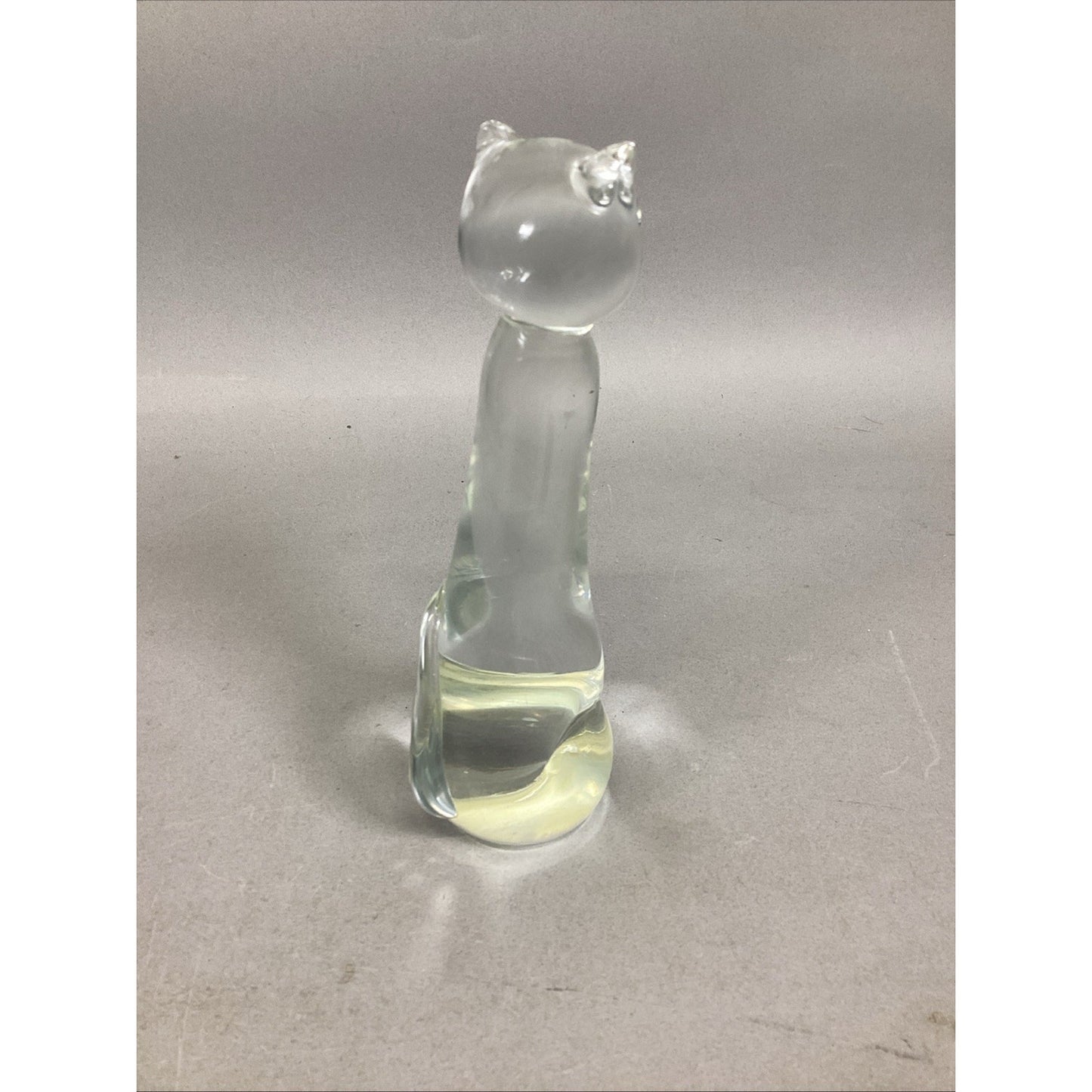 Vintage Glass Cat Figurine Paperweight - 7.25”H