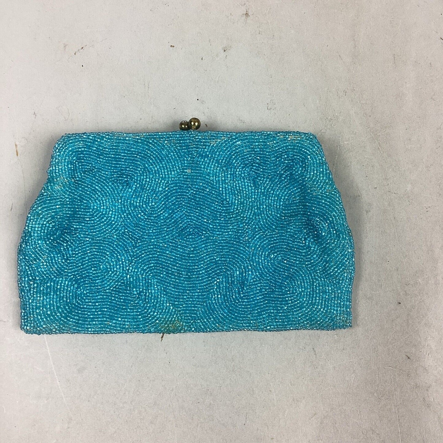 Coblentz Teal Blue Beaded Clutch Purse