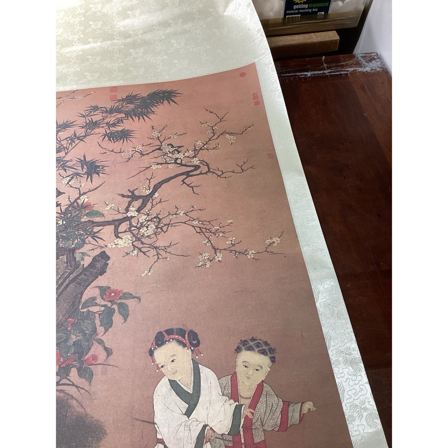 Children At Play On A Winter’s Day - Ink/Color On Silk - Scroll Painting -74x26”