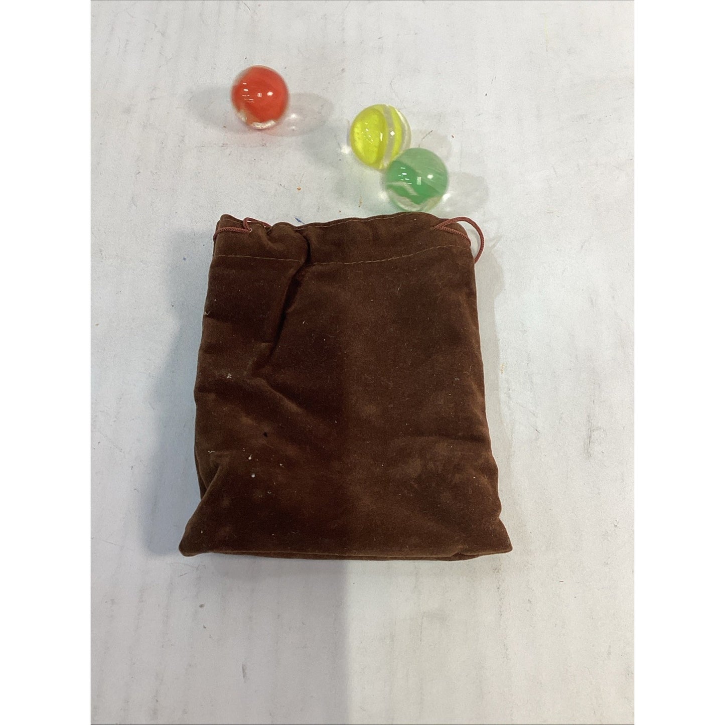 Vintage Lot of 3 Large Glass Shooter Marbles With Pouch