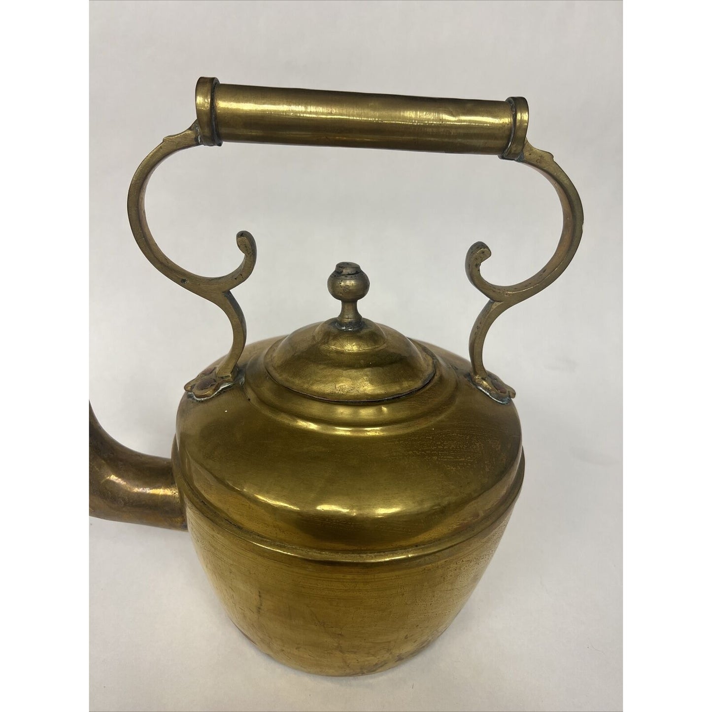 Antique Moroccan Moorish Large Heavy Solid Brass Kettle, 19th C