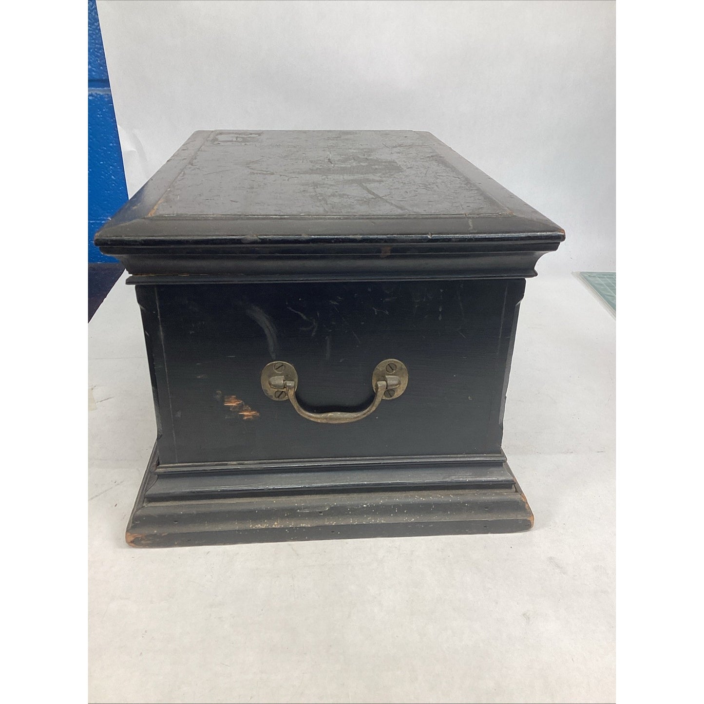 Antique 1880’s Victorian Wooden Document Chest W/ Carved Cameo & A 1913 Paper
