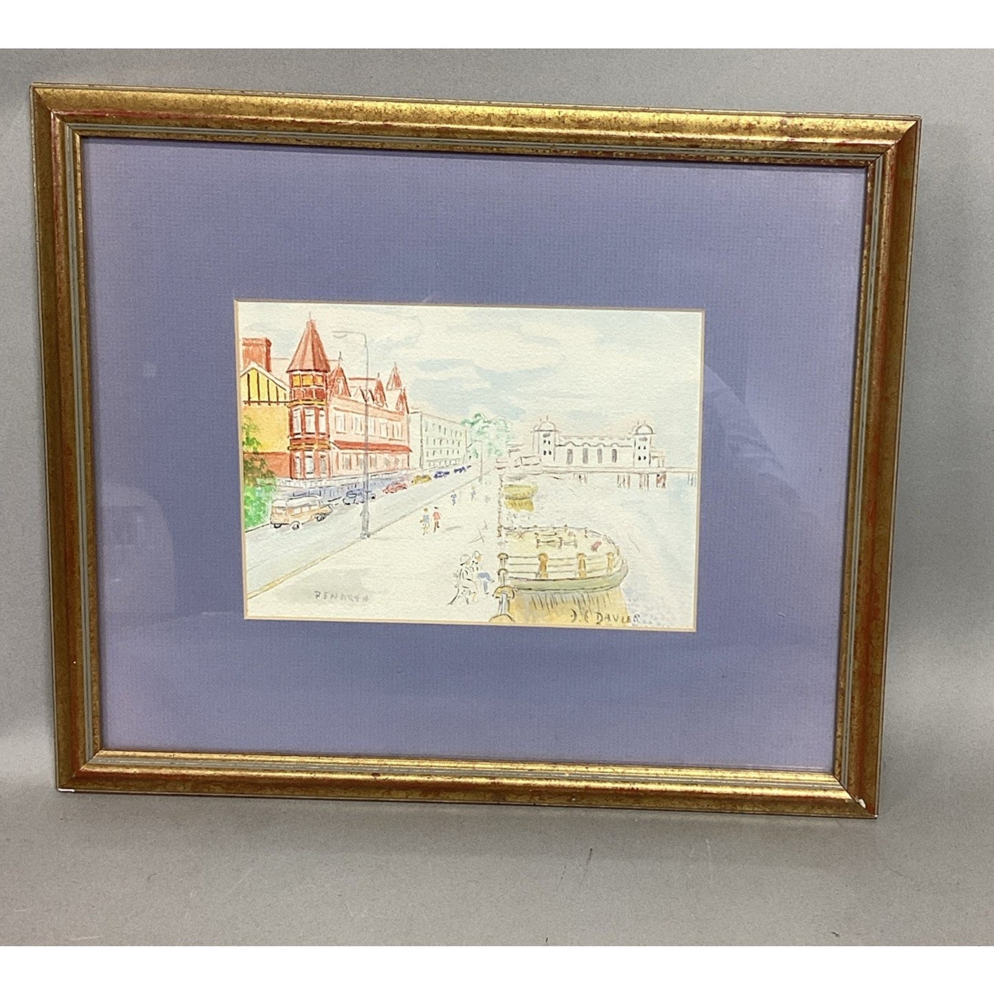 Watercolor Painting of Penarth Pier & Esplanade In Wales By JE Davies
