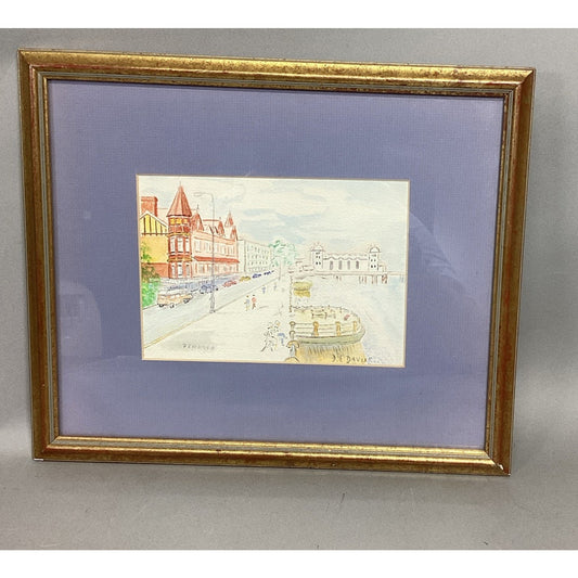 Watercolor Painting of Penarth Pier & Esplanade In Wales By JE Davies