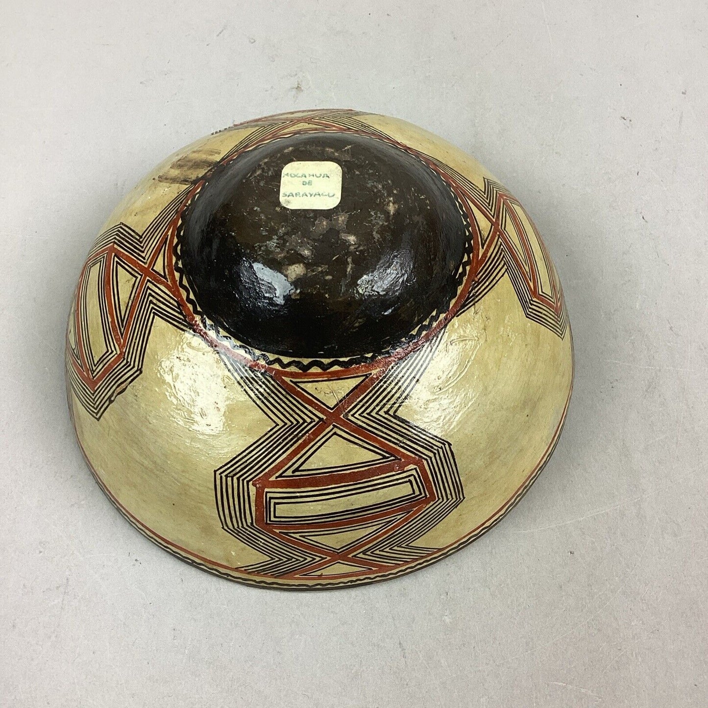 Handmade Painted Polychrome Quichua Kichwa Indigenous Indian Ecuador Clay Bowl