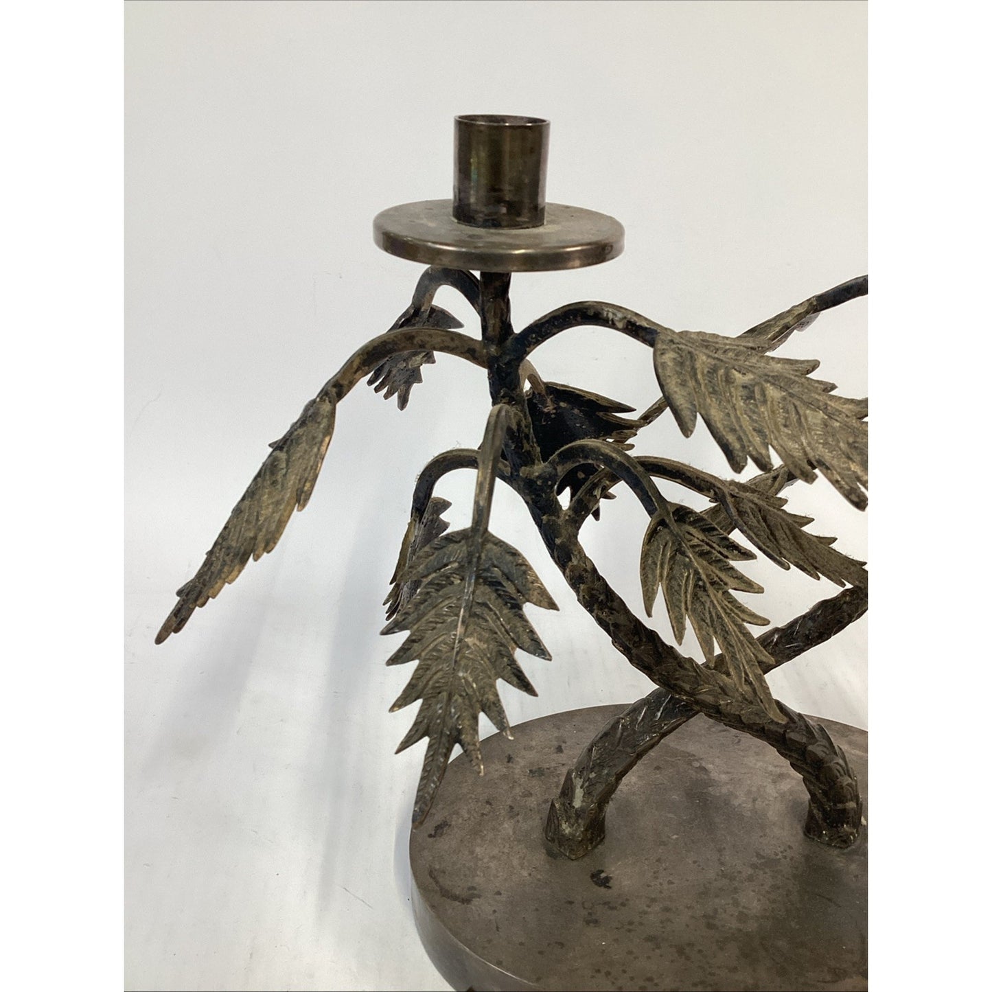 Vintage Cast Iron Candlestick Holder - 12”Hx15”Lx7”W