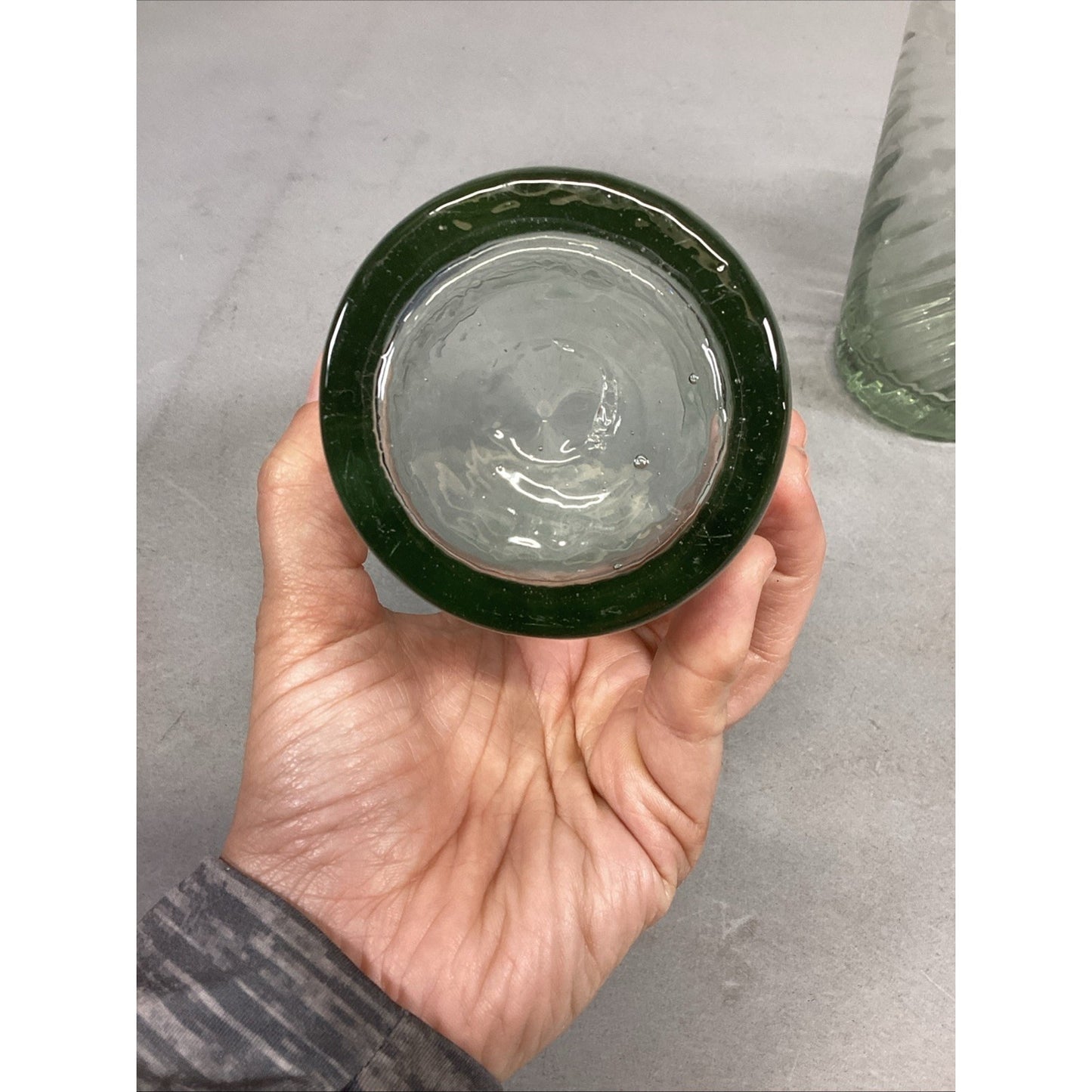 Continental Can Co / Hazel Atlas Green Clear Swirl Glass Tumblers (Set Of 5)