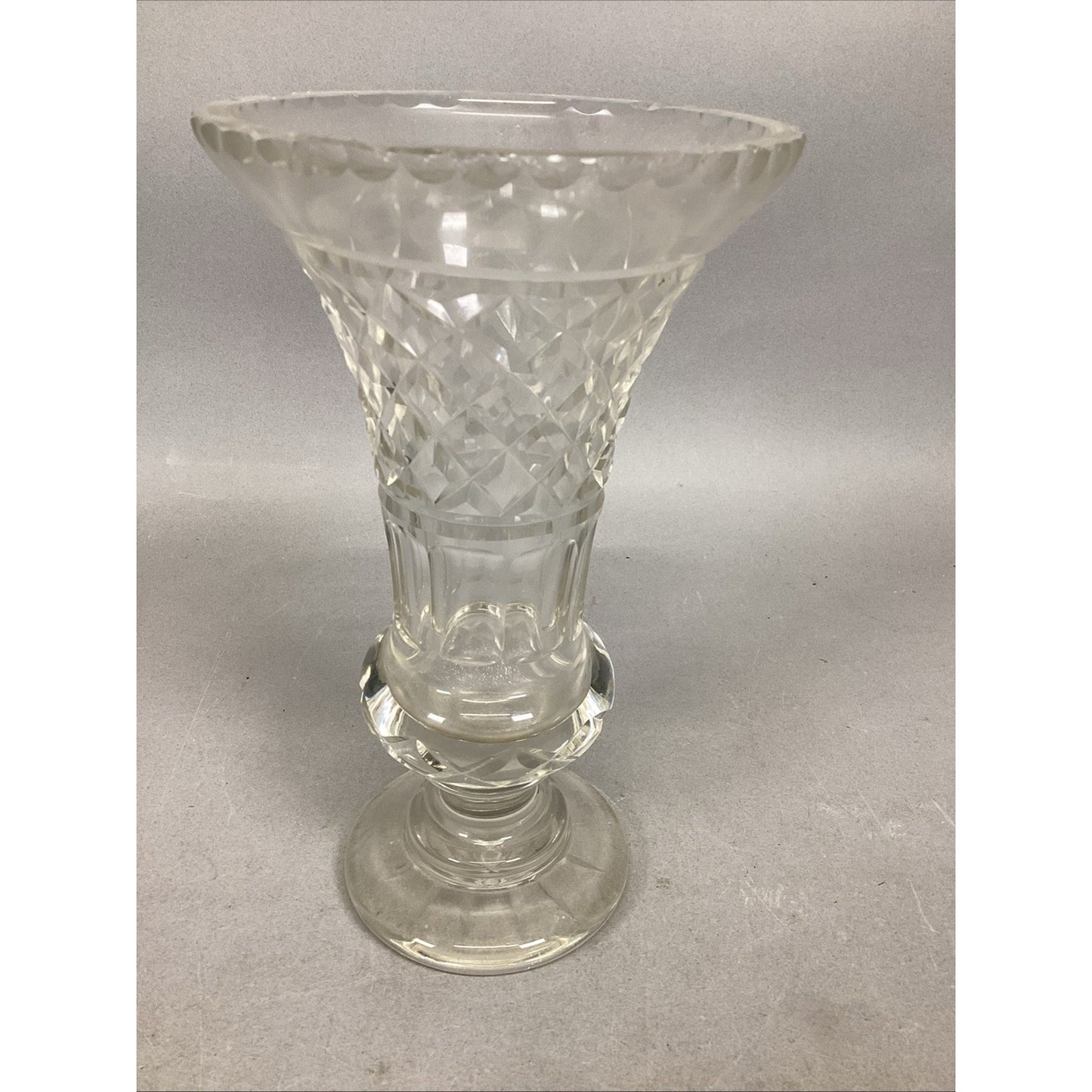 Vintage Unique Fluted Glass Vase - 8.25”H