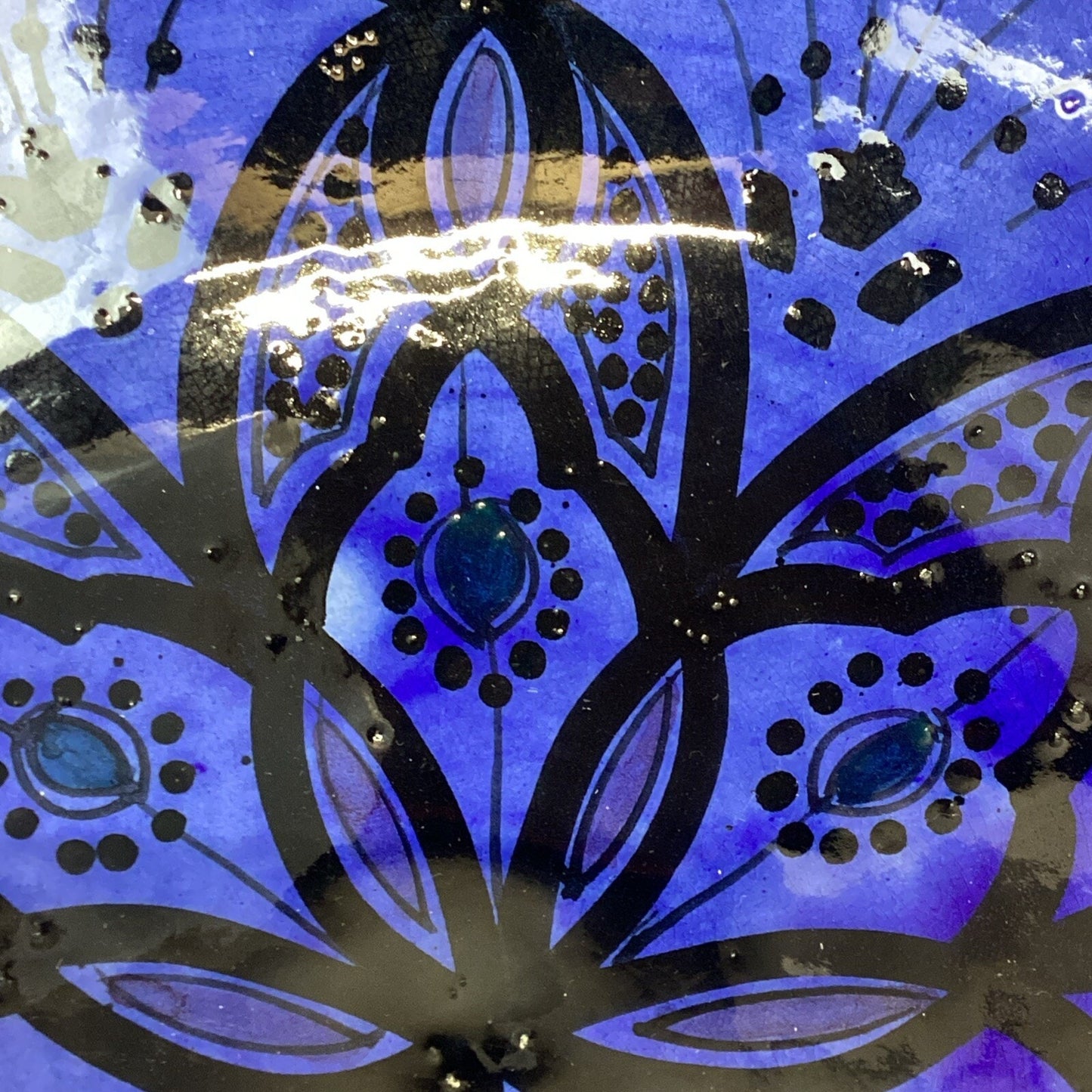 Royal Blue Handmade Hand Painted Salad Fruit Serving Bowl - 5.75”Hx14”D