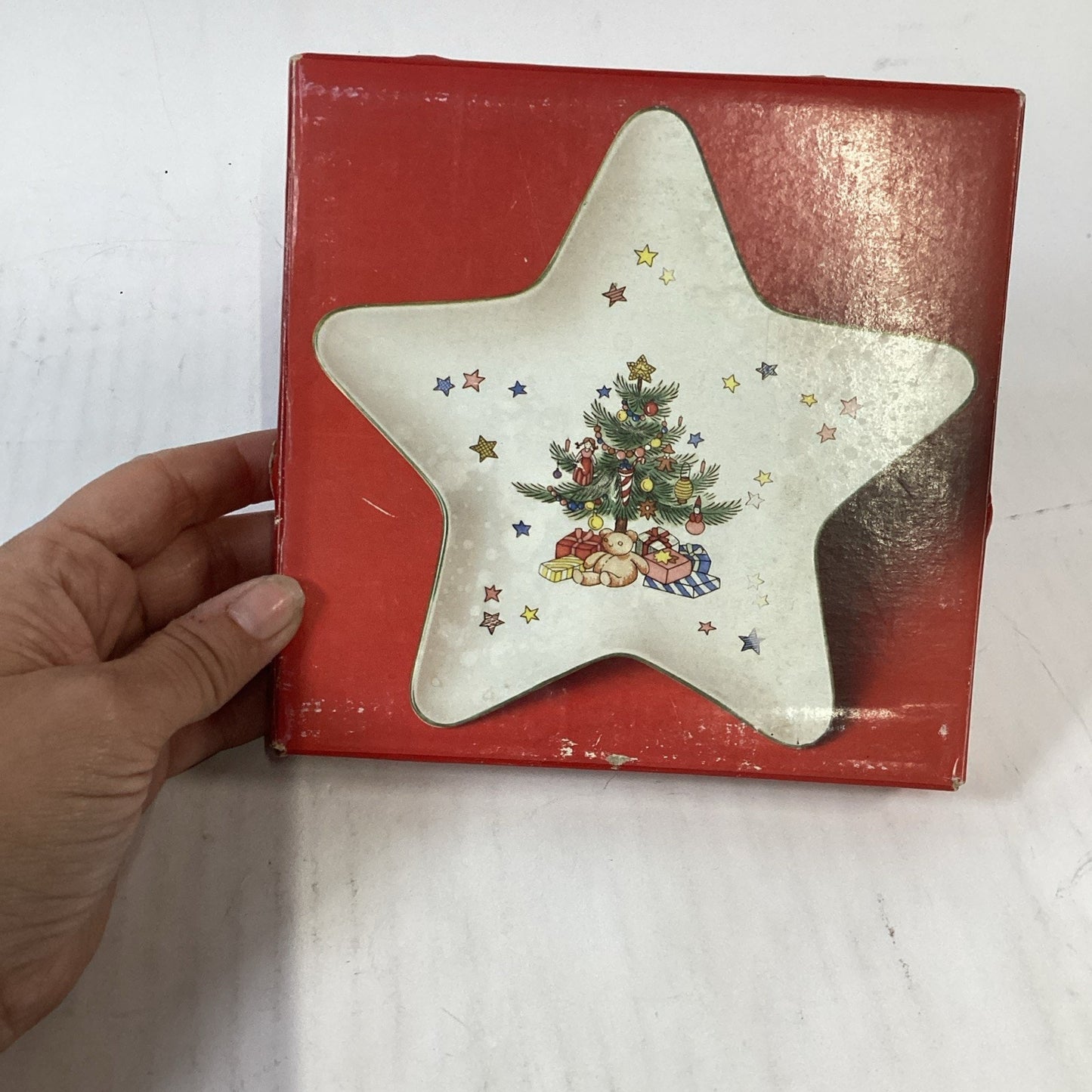 Nikko Japan Christmas Tree Dish Star Shaped Porcelain Trinket 6” Candy Dish